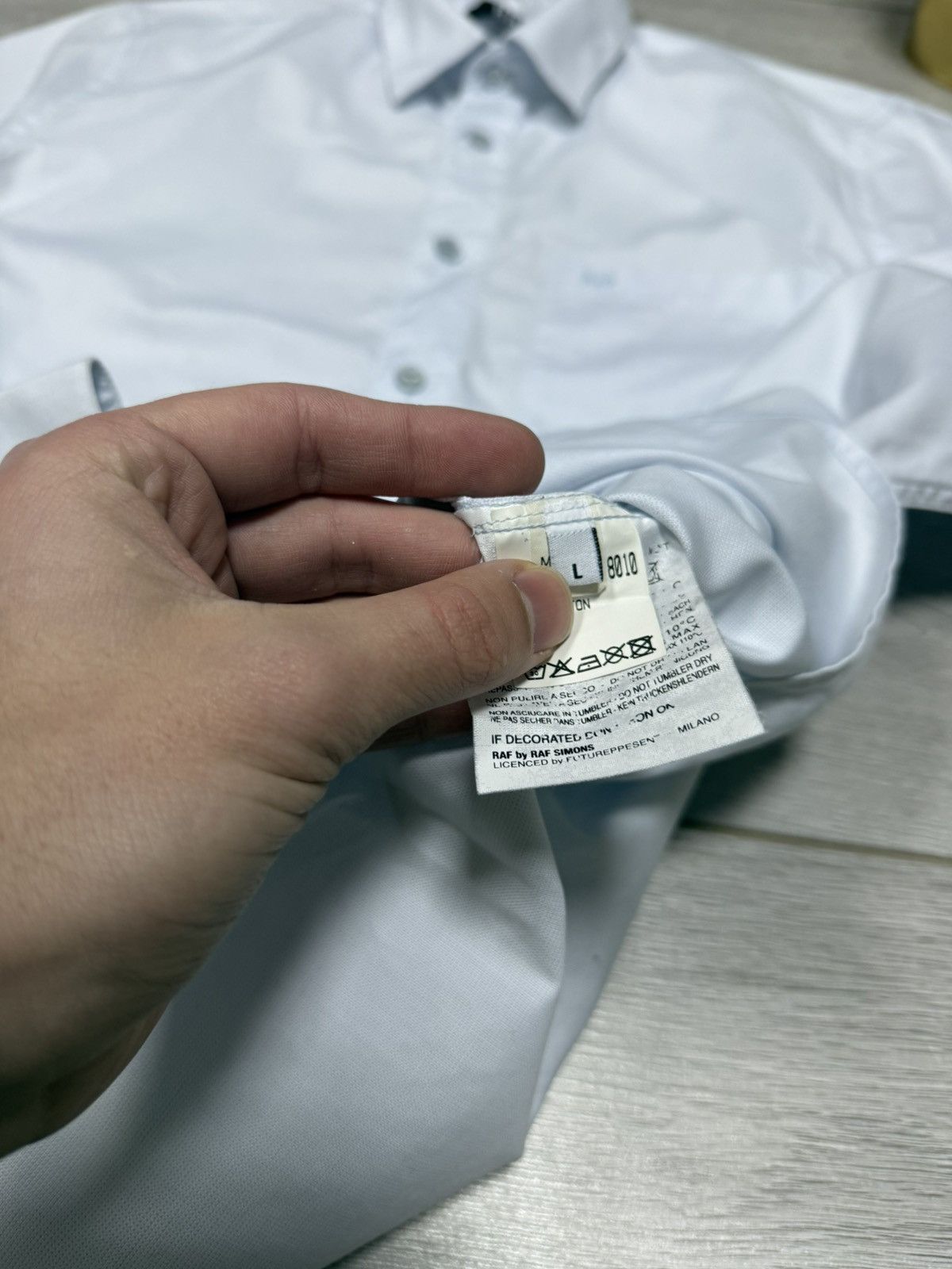 Raf by Raf Simons RAF Simons pocket logo shirt buttons Size US L / EU 52-54 / 3 - 7 Thumbnail
