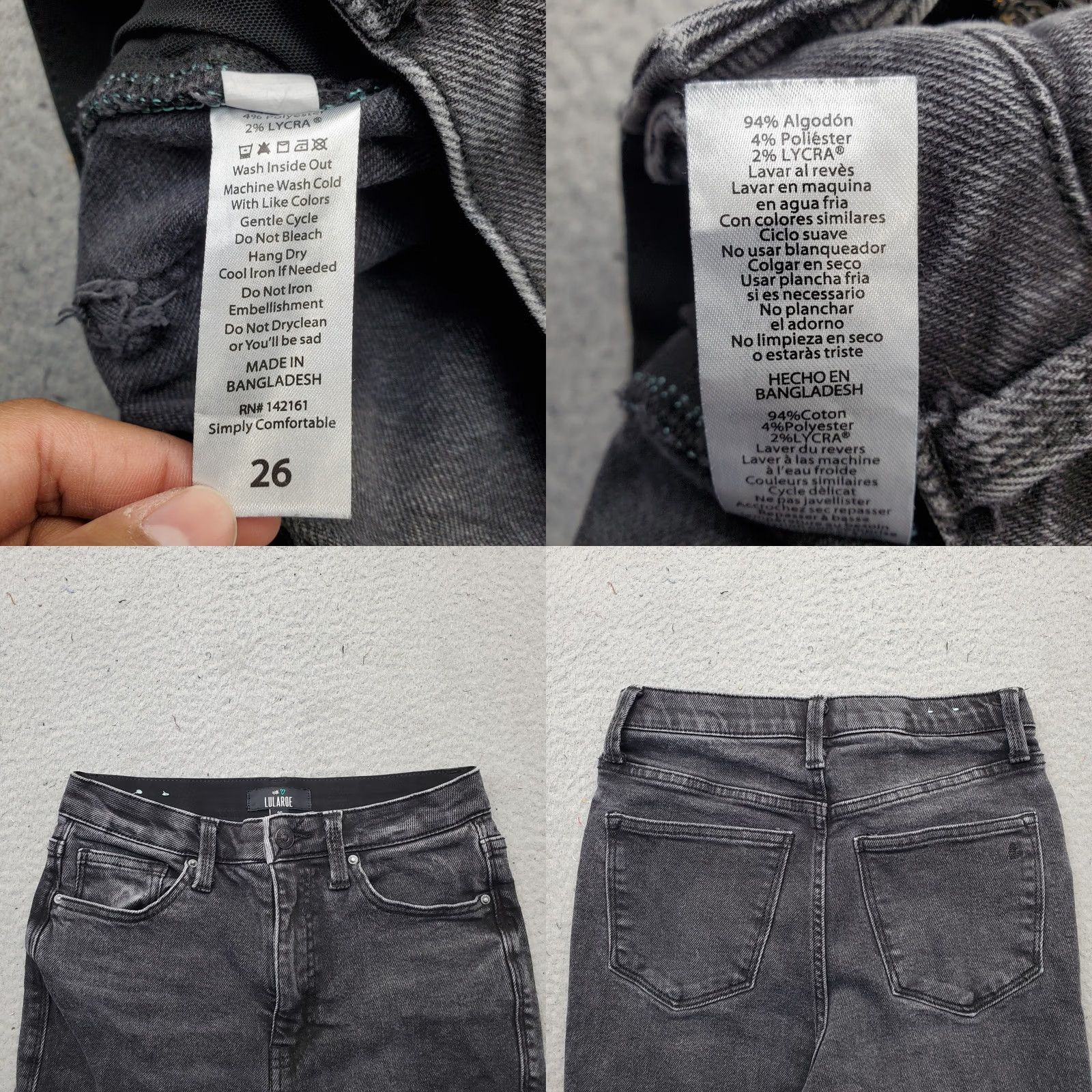Vintage LuLaRoe Womens Size 26 Black Denim 5 Pocket Flare Jeans Straight Jeans Grunge Boho Streetwear Size 26" / US 2 / IT 38 - 8 Thumbnail