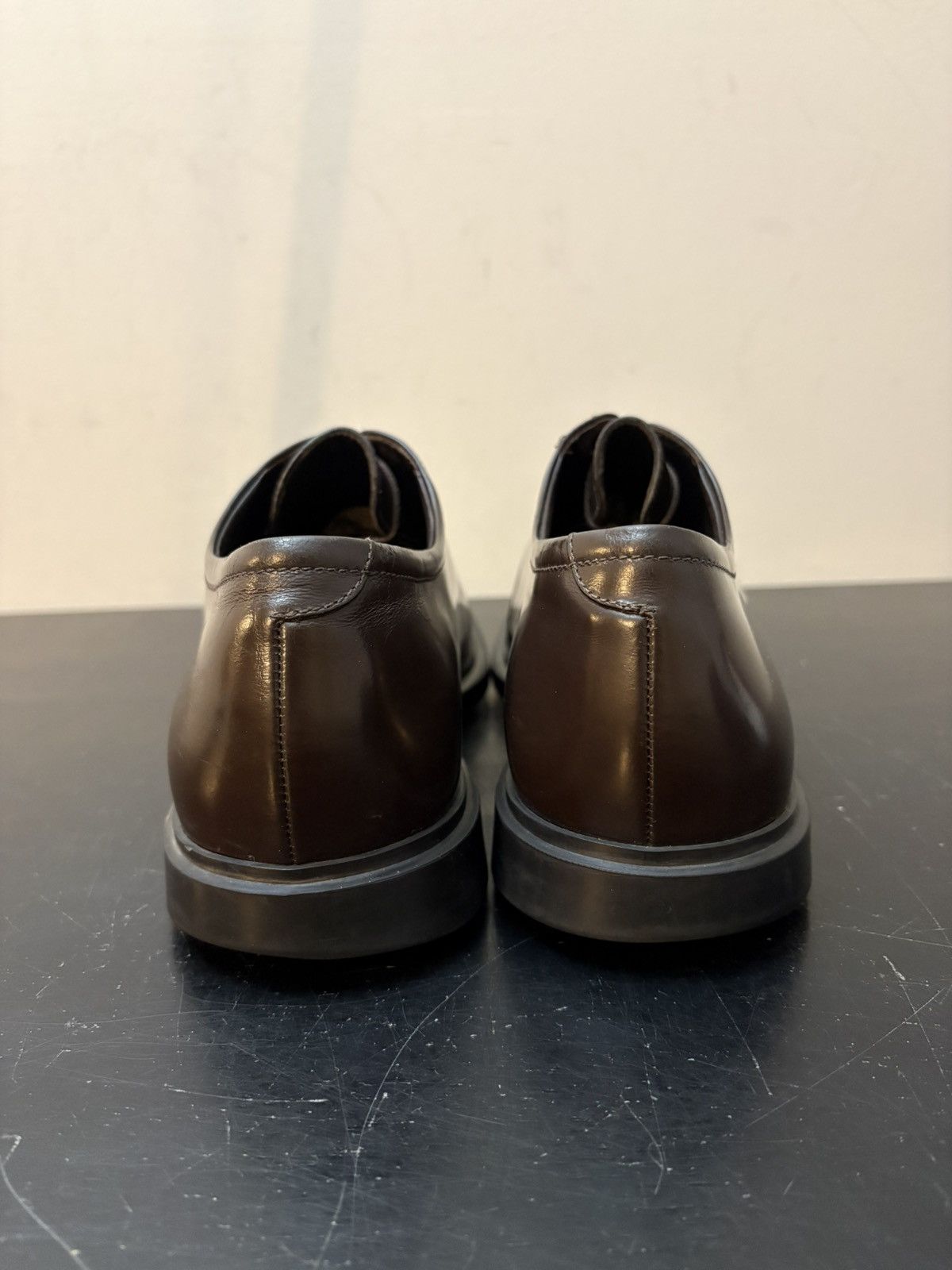 Prada Prada Brushed Leather Lace Up Derby Oxford Dark Brown Size US 9 / EU 42 - 5 Thumbnail