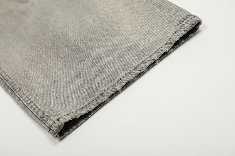 Vintage American retro washed men's gray loose straight leg jeans Size US 32 / EU 48 - 6 Thumbnail