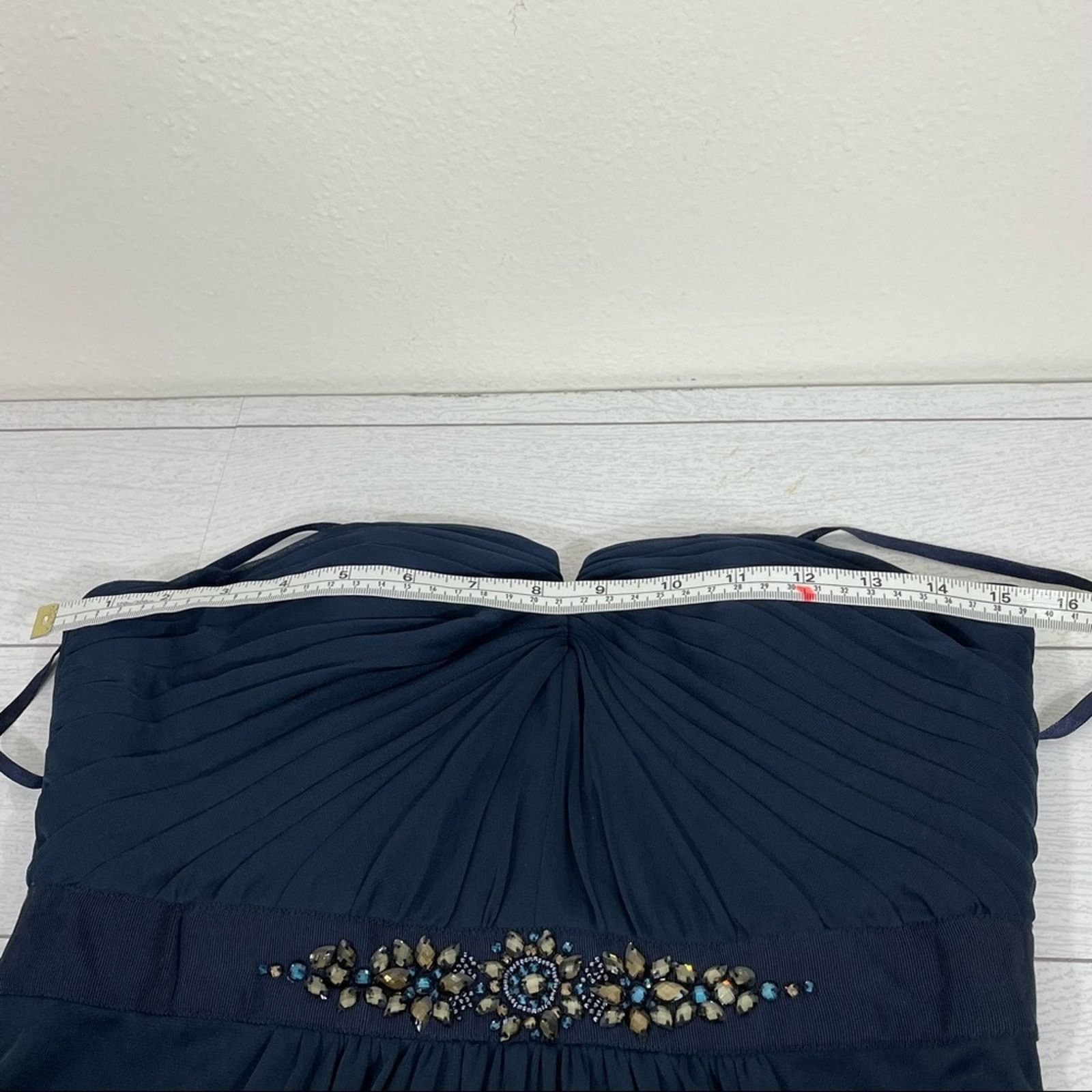 Adrianna Papell Adrianna Papell Dark Blue Embellished Waist Dress Size 6 Size M / US 6-8 / IT 42-44 - 9 Thumbnail
