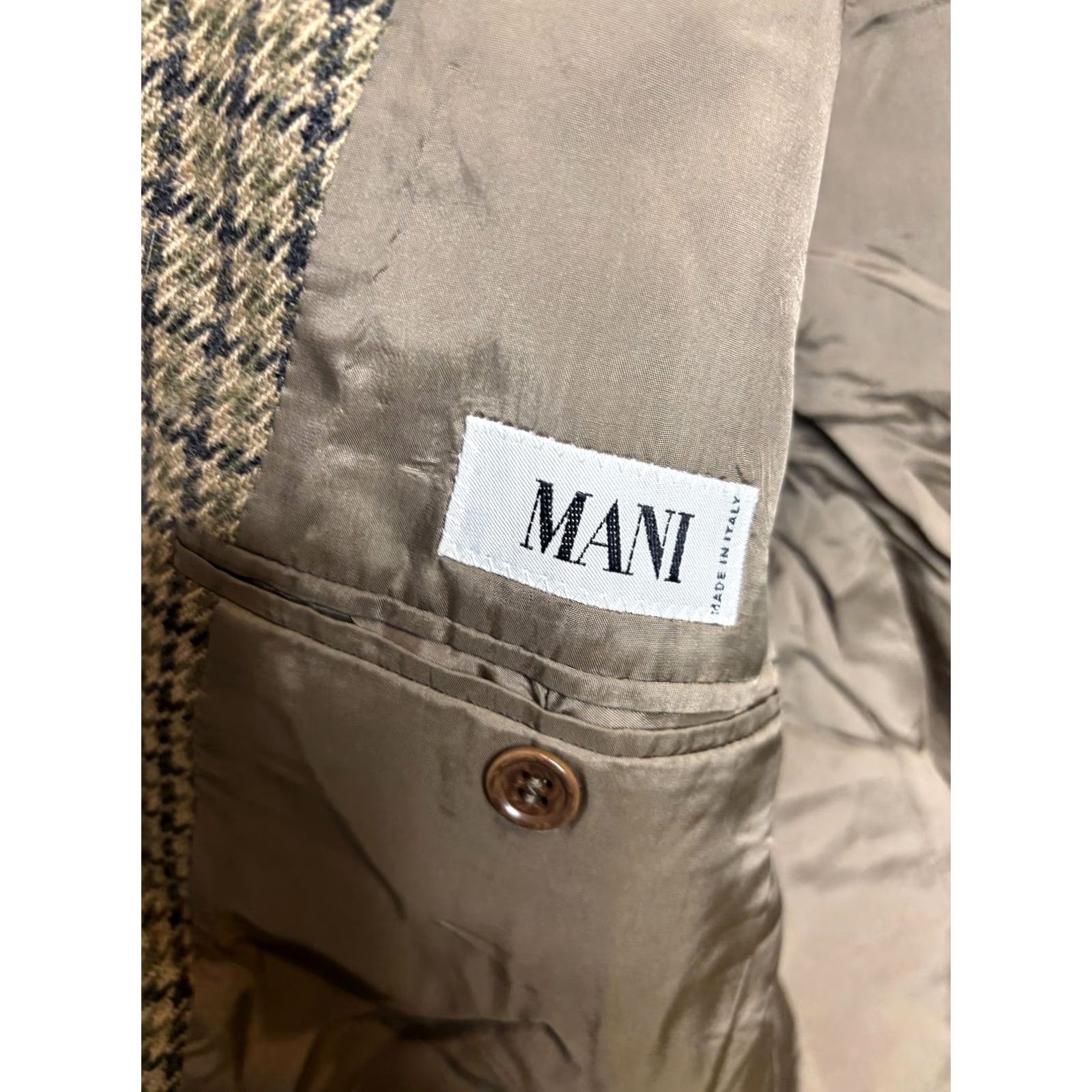 Vintage VINTAGE Mani Sport Coat Blazer Mens 44 Brown Check Tweed Wool Made In Italy 80s Size 44R - 4 Thumbnail