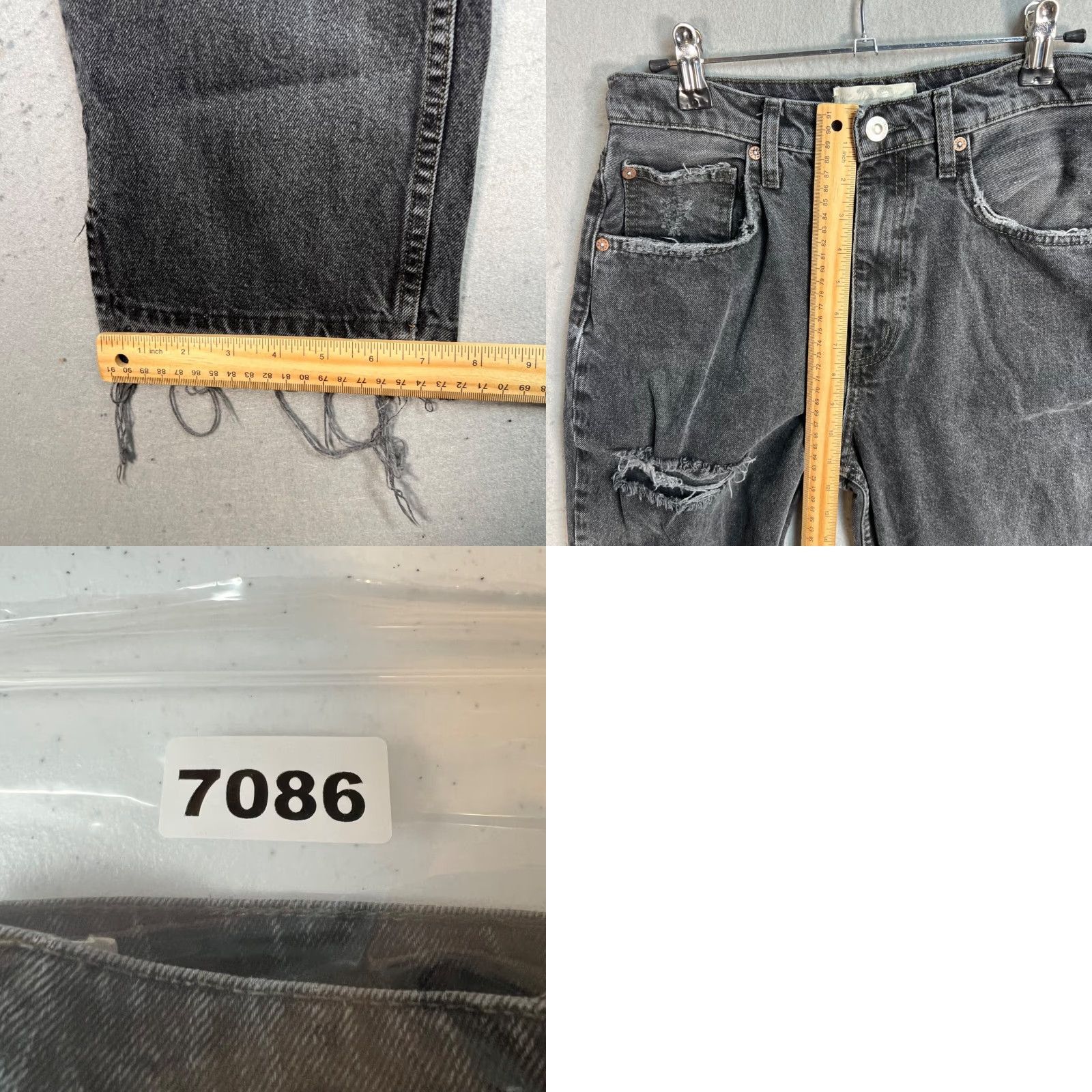 Vintage We The Free Distressed Black High-Waisted Straight Leg Jeans Raw Hem Womens 2 Size 28" / US 6 / IT 42 - 8 Thumbnail