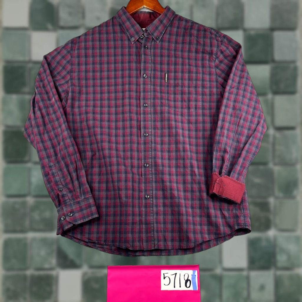 Ben Sherman Ben Sherman Shirt Mens XL Burgundy CHeck Flip Cuff Casual Button Up Long Sleeve Size US XL / EU 56 / 4 - 1 Thumbnail