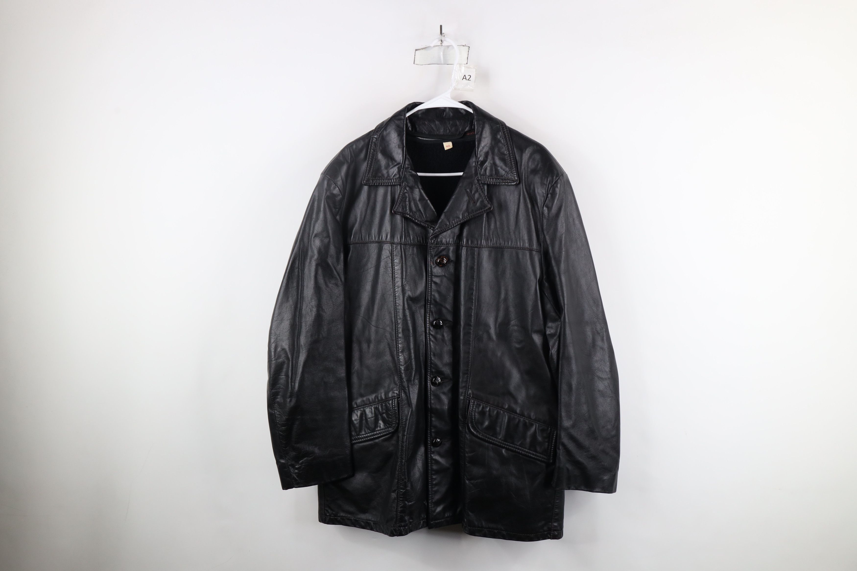 Vintage Vintage 70s Streetwear Leather Button Shirt Jacket Black Size US L / EU 52-54 / 3 - 1 Thumbnail