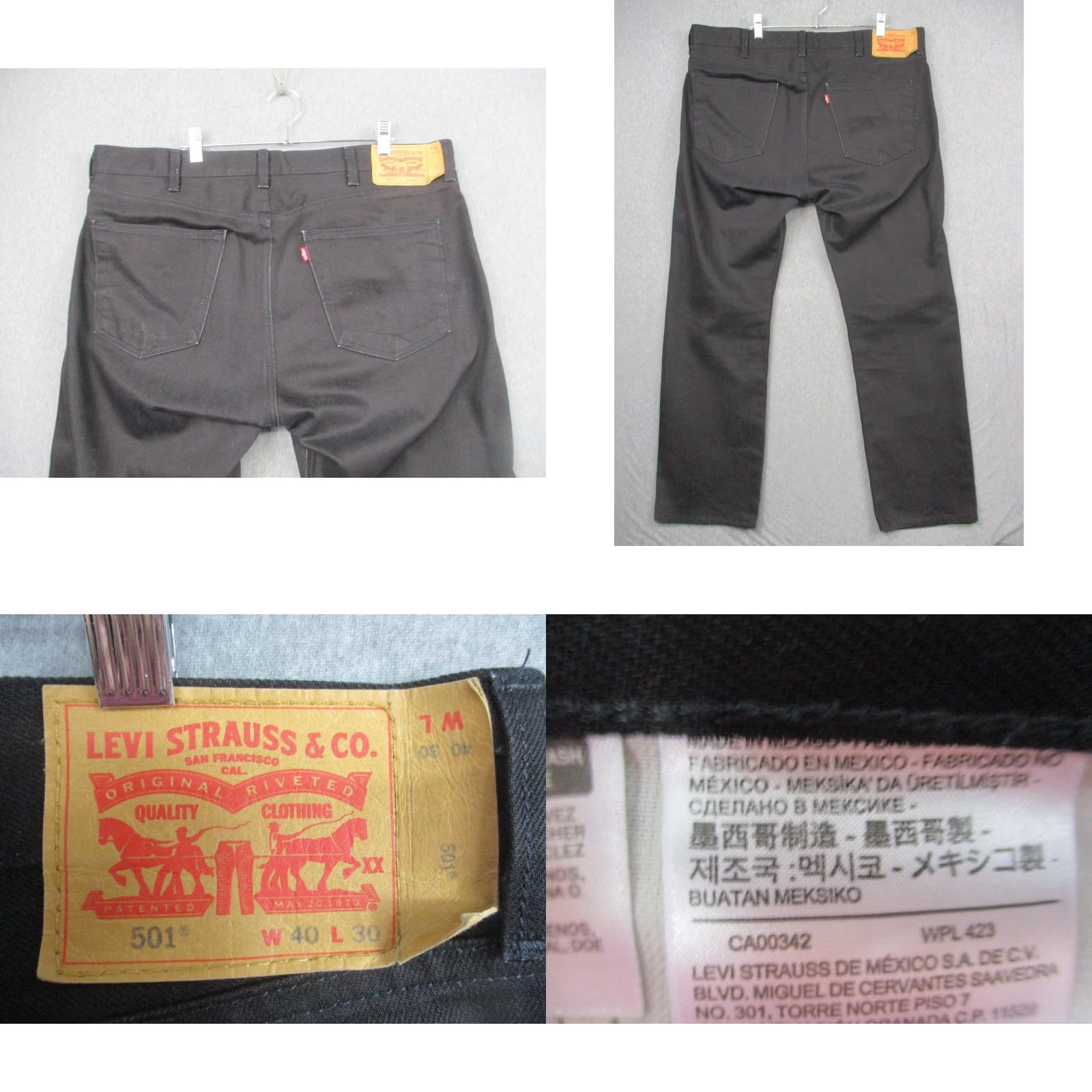 Levi's VINTAGE Levi's 501 Jeans Mens 41x32 Black Button Fly Denim 100% Cotton Straight Leg Leather Back Patch Red Tab Pockets Mens Size US 40 / EU 56 - 8 Thumbnail