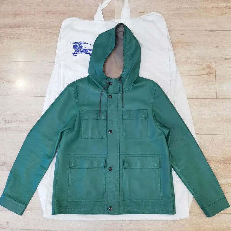 Burberry Burberry Oversized Green Leather Trench Coat Size US XXL / EU 58 / 5 - 1 Thumbnail