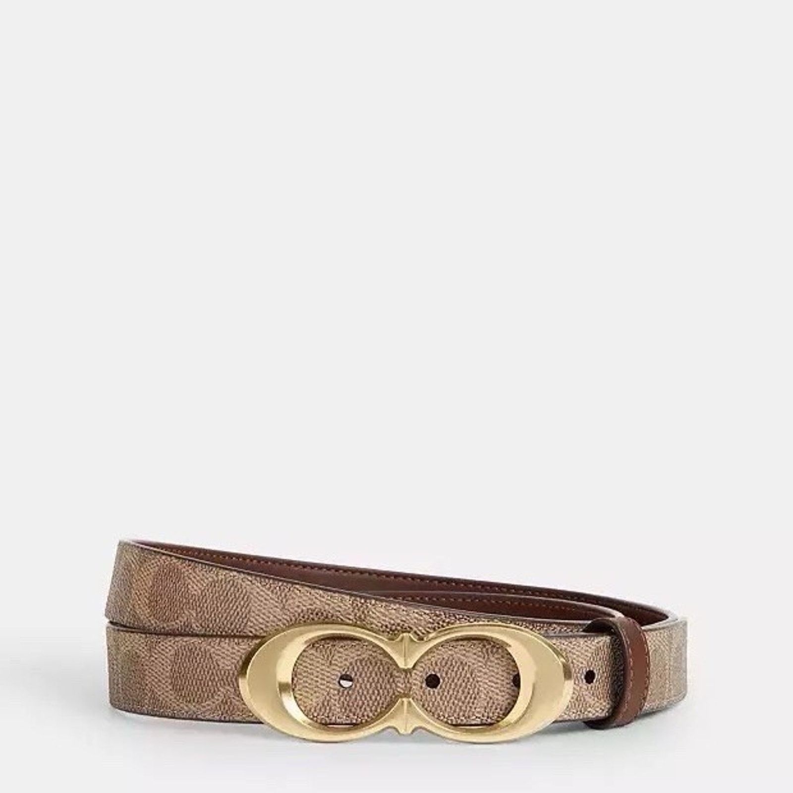 Coach New Coach Signature Belt, 25 Mm Gold/Tan/Brown cx061 Small Size ONE SIZE - 1 Thumbnail