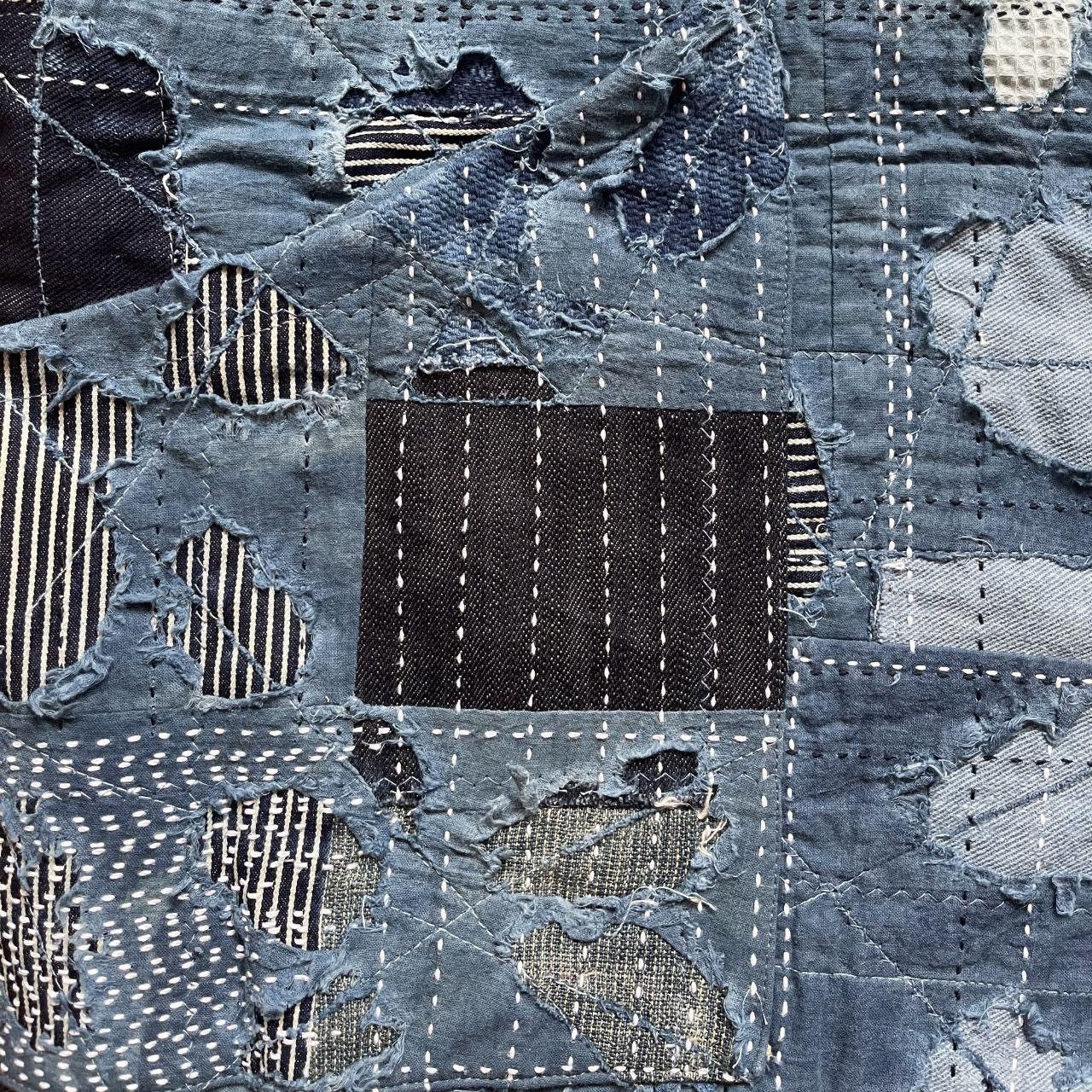 Kapital Indigo Collarless Boro Sashiko Denim Jacket Size US M / EU 48-50 / 2 - 5 Thumbnail