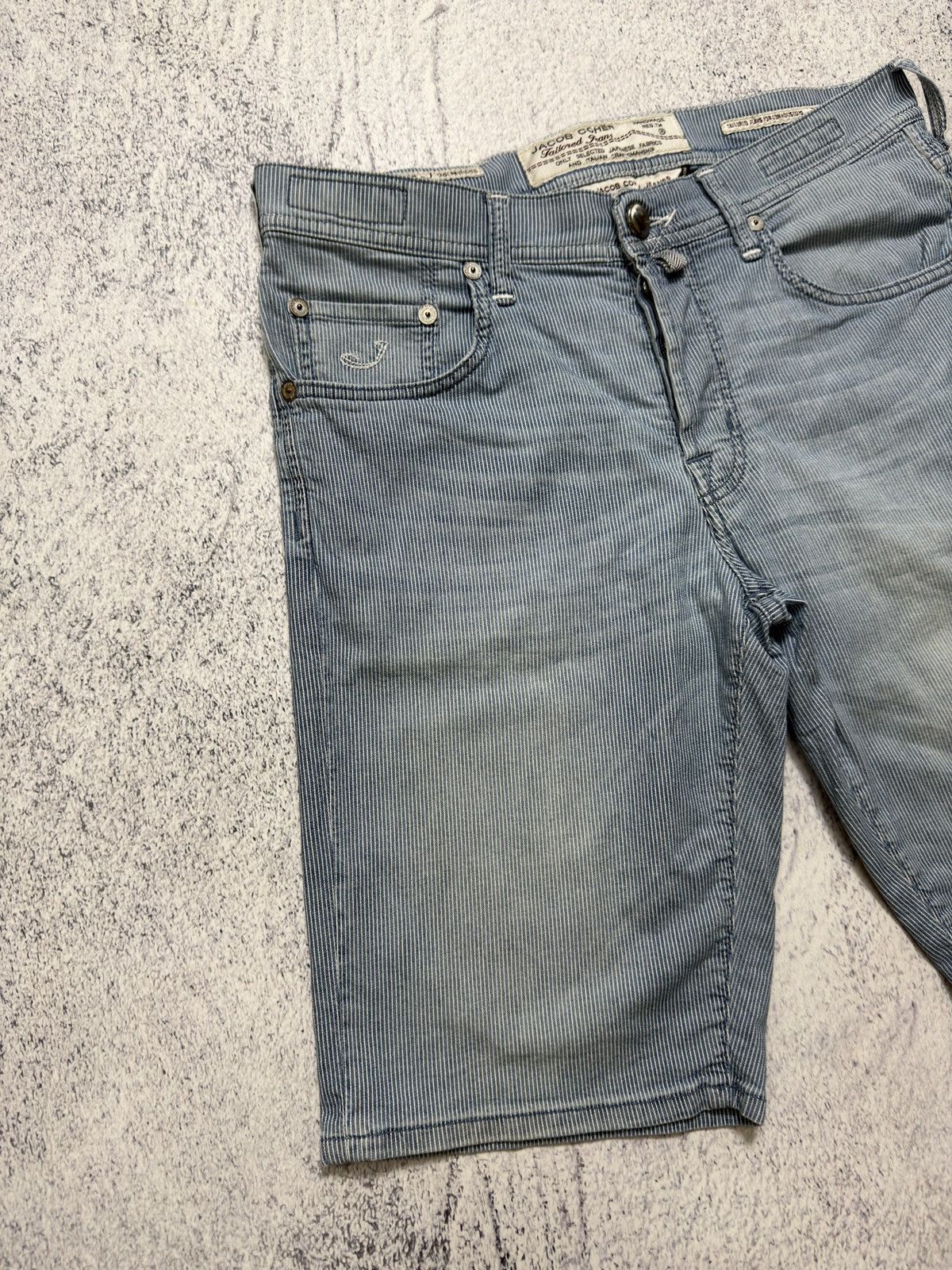 Jacob Cohen Jacob Cohën PW633 Pinstripe Shorts Handmade Premium Denim Size US 33 - 7 Thumbnail