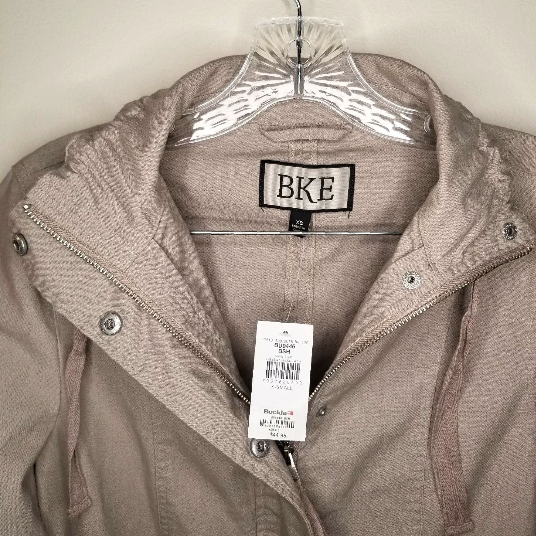 Vintage Buckle Womens Jacket XS Beige Full Zip Cotton Basic Spring Fall Women Size XS / US 0-2 / IT 36-38 - 3 Thumbnail