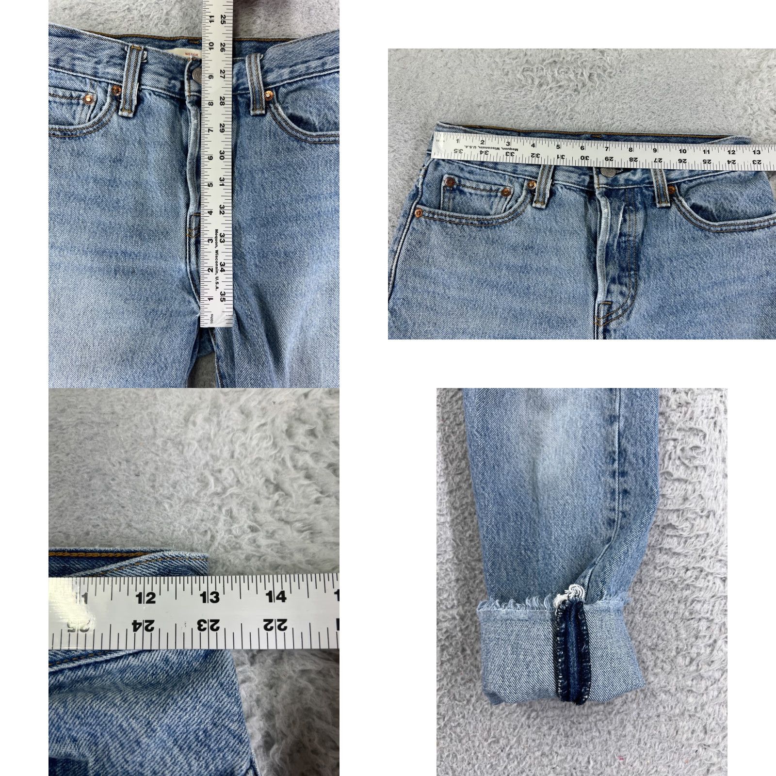 Levi's Levis Premium Pants Womens 25 Blue Denim Jeans Tapered Big E Wedgie Button Fly Size 42" / US 20 - 8 Thumbnail
