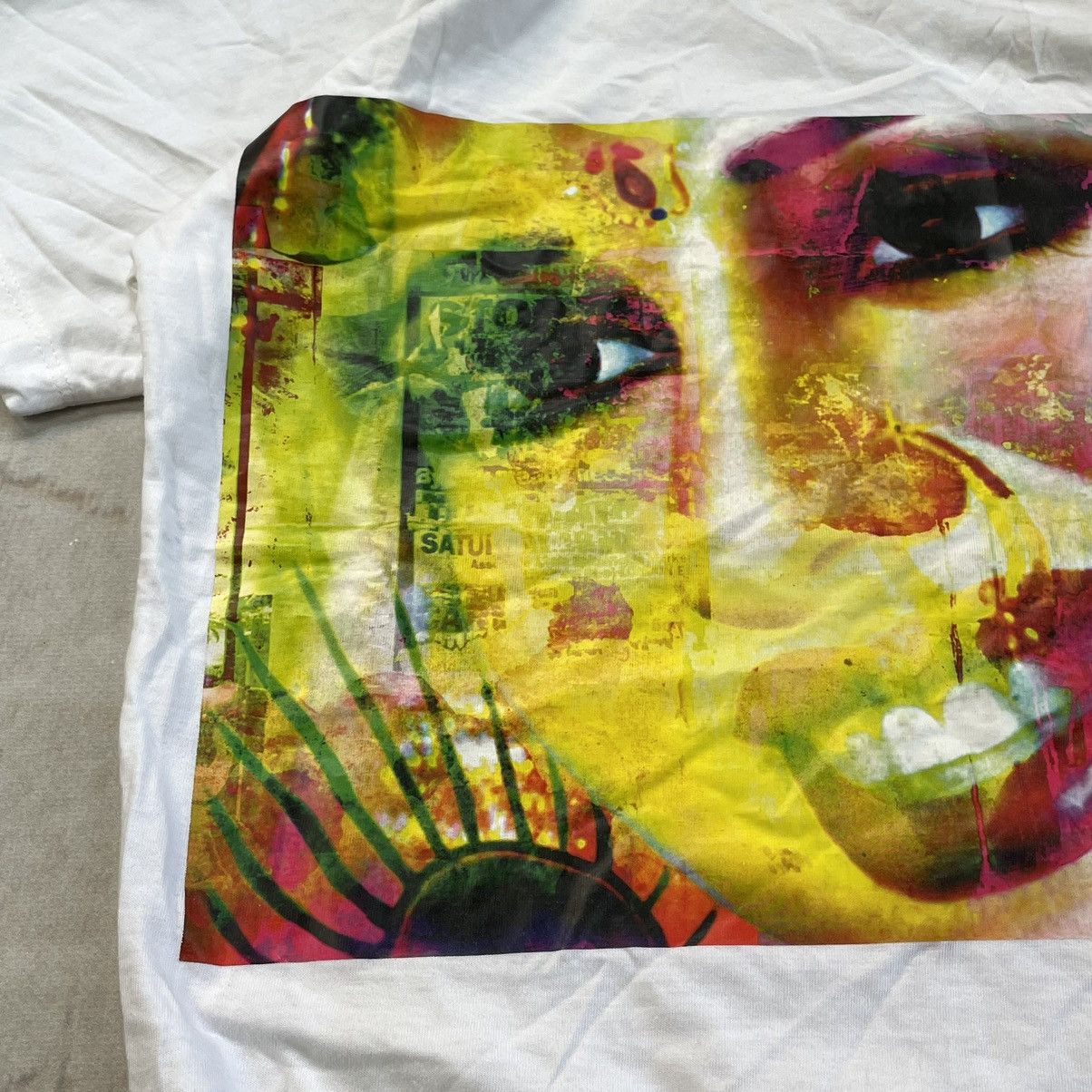 Jean Paul Gaultier × Vintage Jean Paul Gaultier 90s Cyberpunk Face Print Y2K JPG T Shirt Size S / US 4 / IT 40 - 12 Thumbnail
