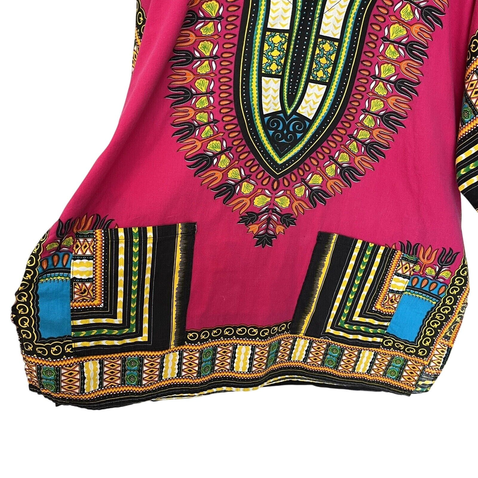 Tribal Streetwear × Vintage Fun Wear | Vintage African Tribal Dashiki XL Pink Pockets Size XL / US 12-14 / IT 48-50 - 4 Thumbnail