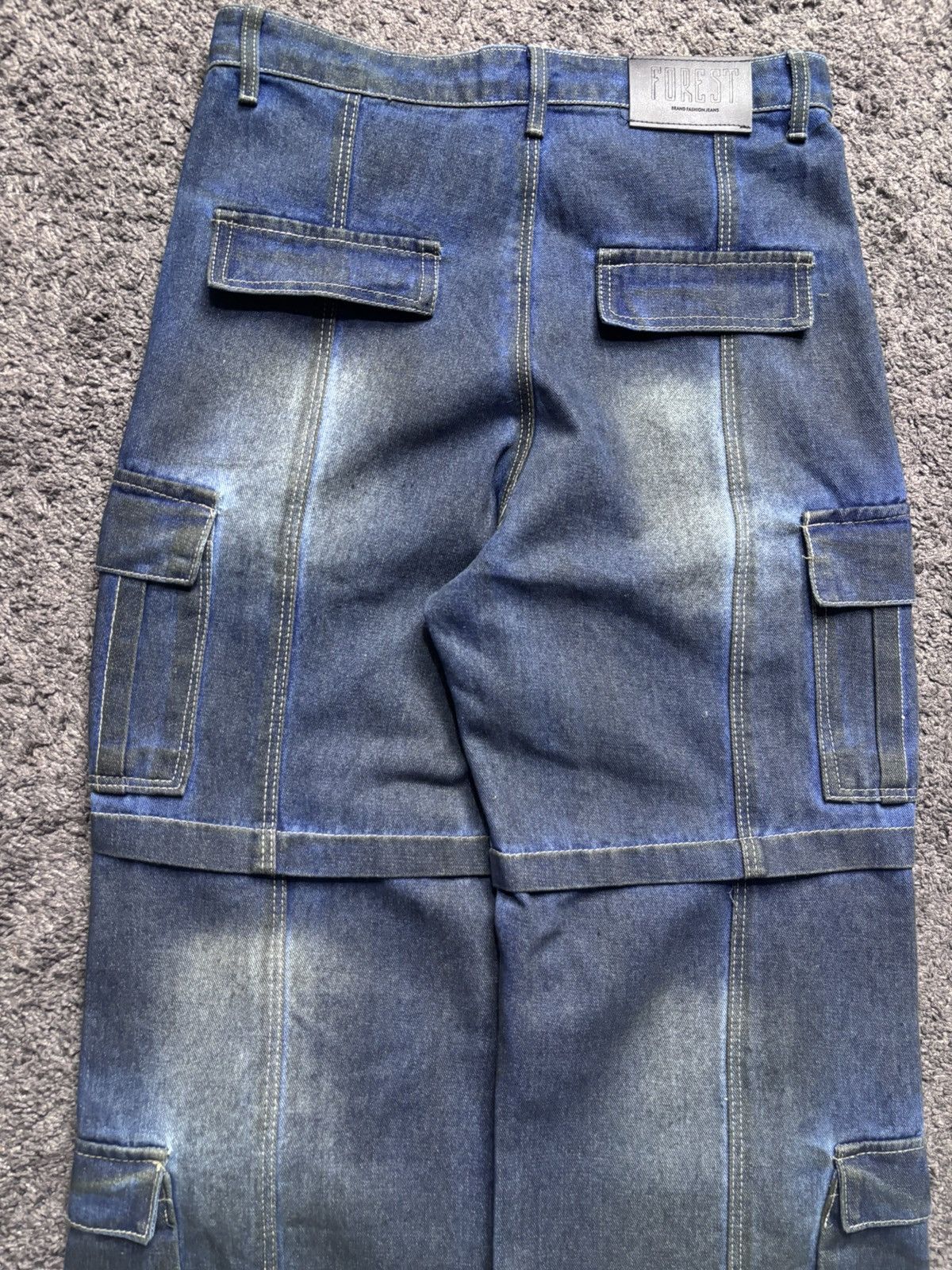 Vintage Vintage wide leg rare night blue baggy flared cargo jeans Size US 33 - 13 Thumbnail