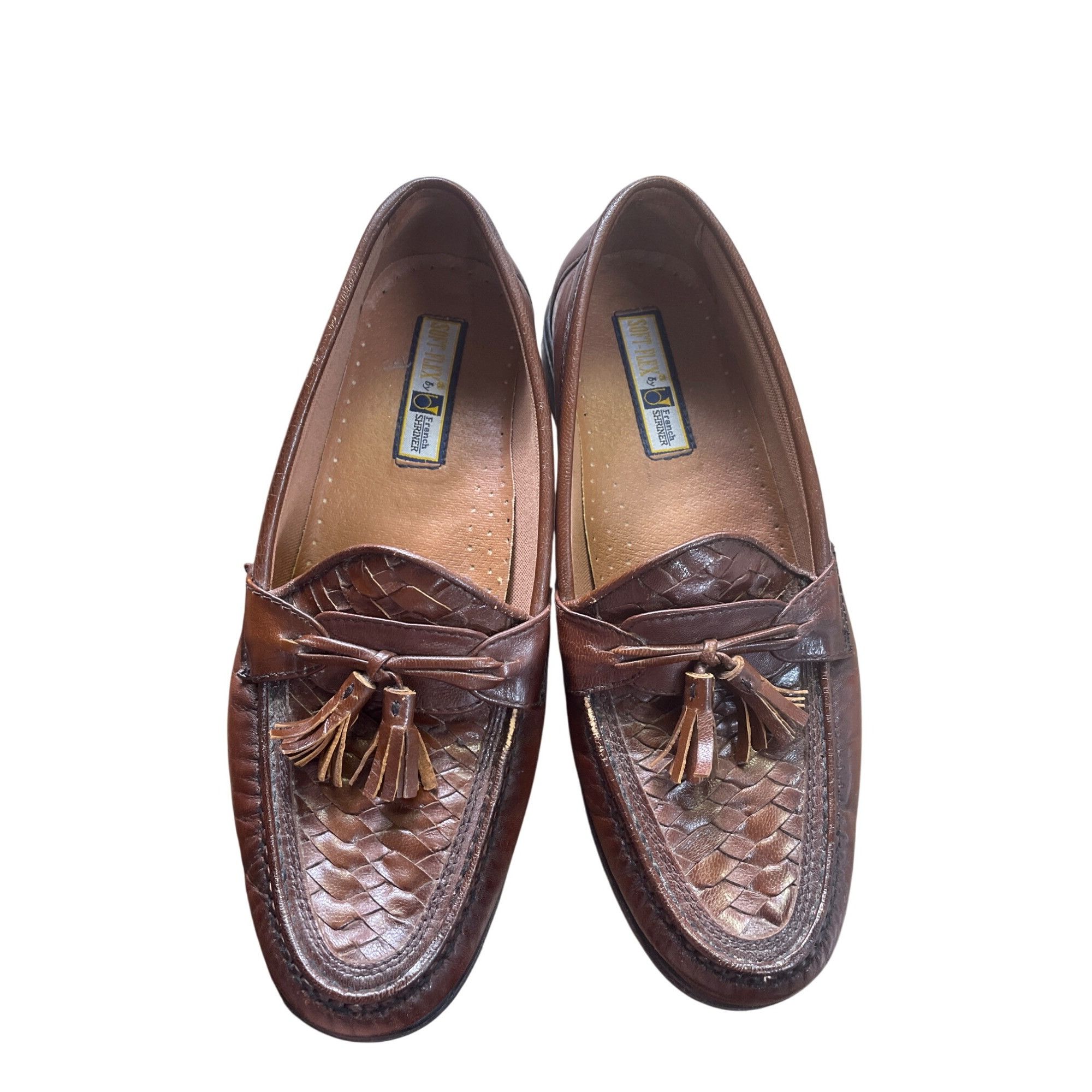 Designer French Shriner Mens Brown Leather Tassel Loafers Size 8.5M S Size US 8.5 / EU 41-42 - 16 Thumbnail