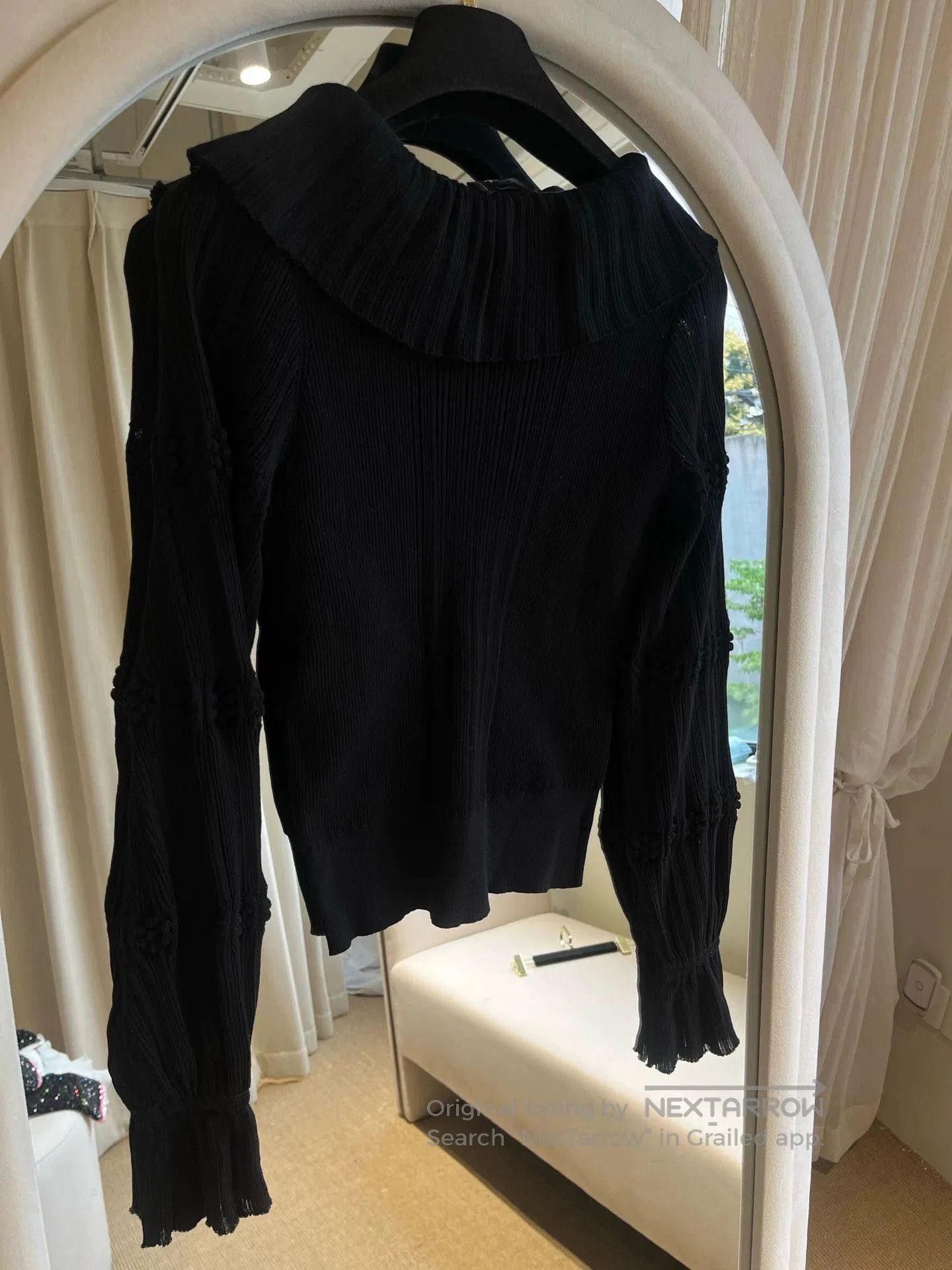 Chanel Chanel 24S Black Ruffled Collar Knit Top. Size US S / EU 44-46 / 1 - 2 Thumbnail
