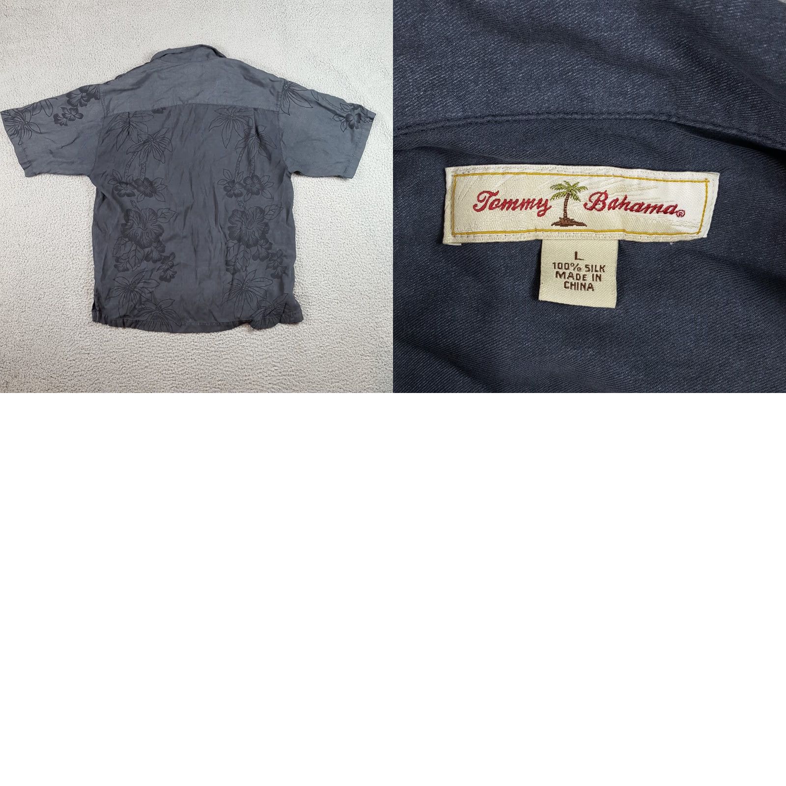 Tommy Bahama VINTAGE Tommy Bahama Floral Camp Shirt L Gray Button-Up Loop Collar Hawaiian Mens Size US L / EU 52-54 / 3 - 8 Thumbnail