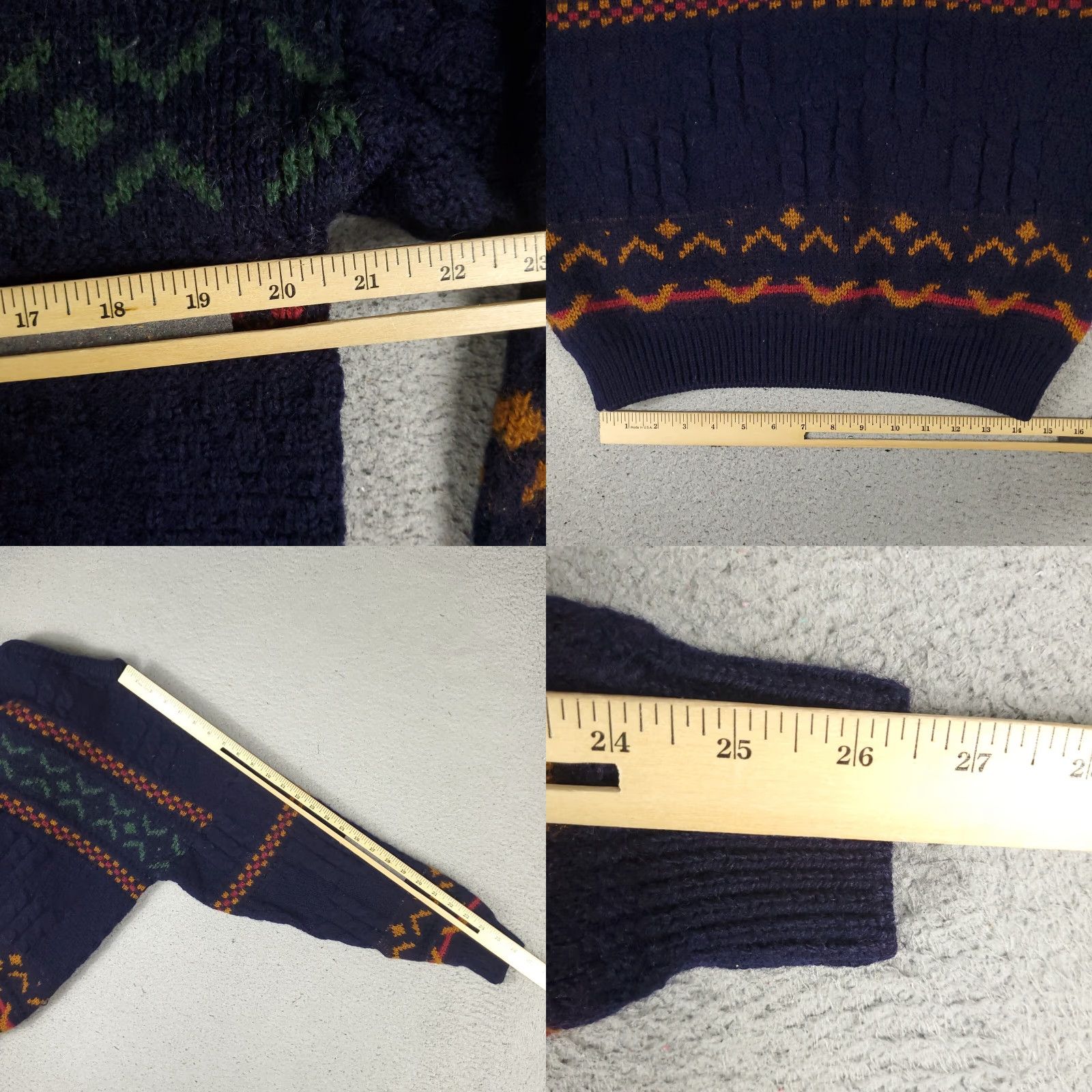 Vintage VINTAGE Carraig Donn Sweater Chunky-Knit Striped Blue Wool Adult Large Ireland Mens Size US L / EU 52-54 / 3 - 8 Thumbnail
