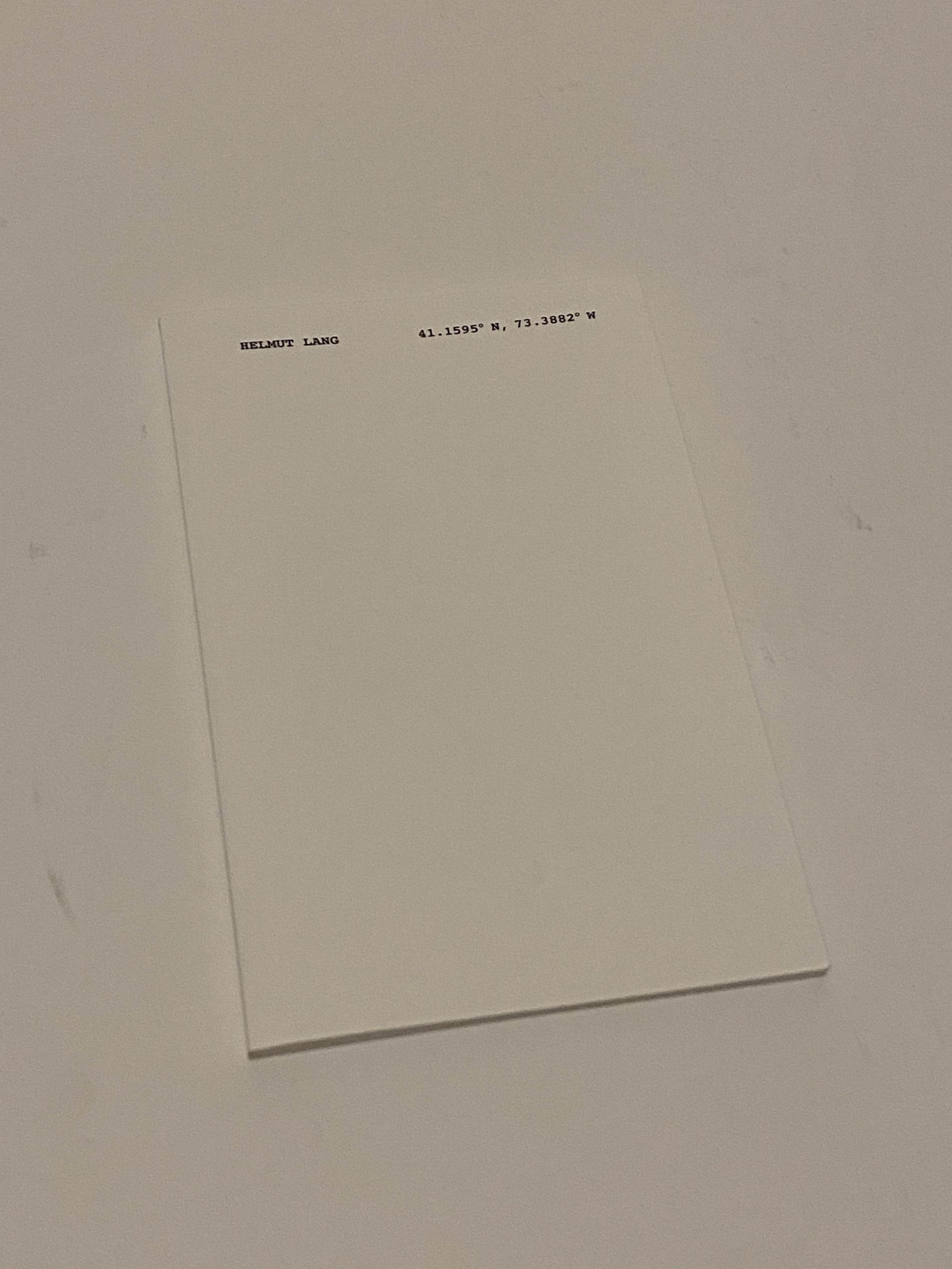 Helmut Lang Moca Westport Exhibiton Booklet SIGNED