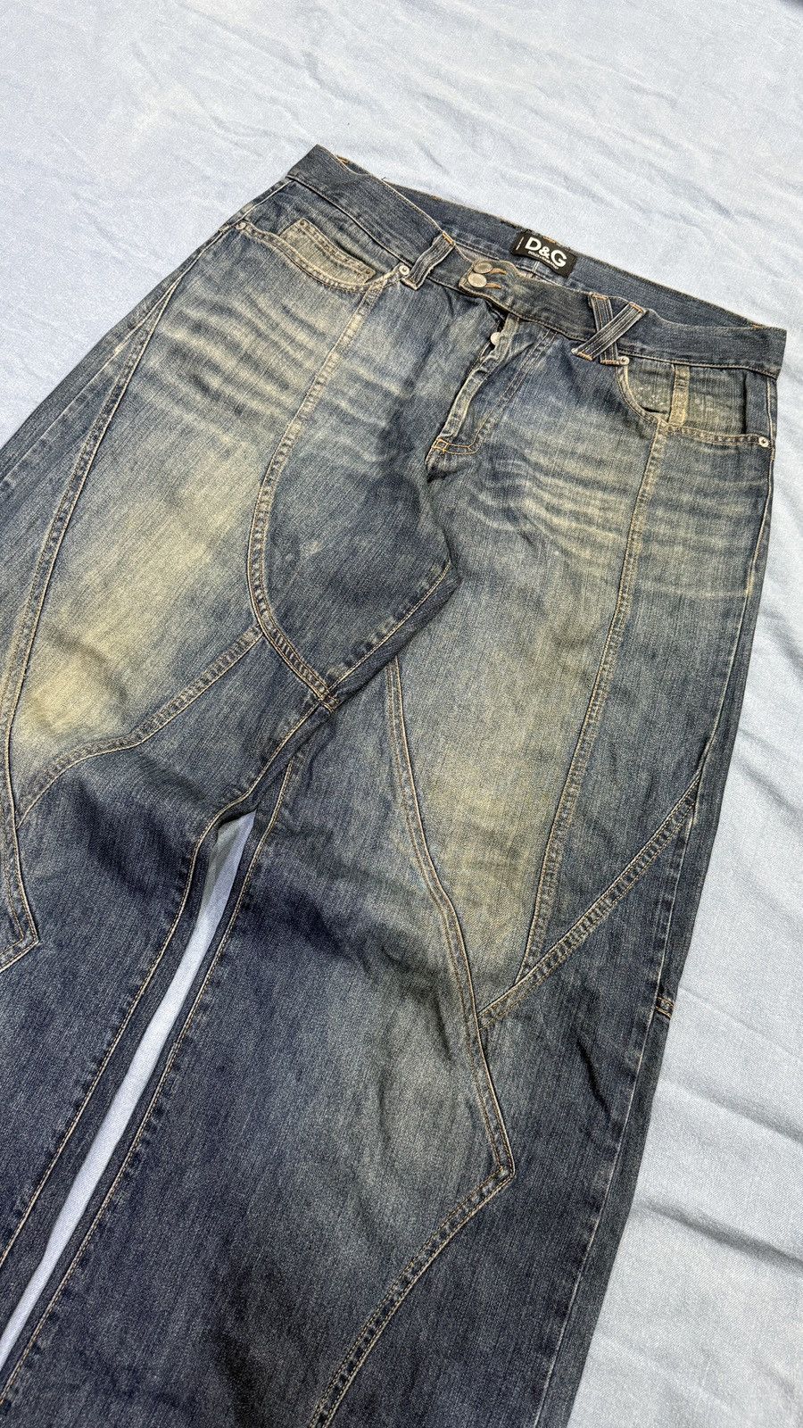 Dolce & Gabbana 00s y2k Vintage Dolce & Gabbana D&G Upside Down Denim Pants Size US 36 / EU 52 - 4 Thumbnail