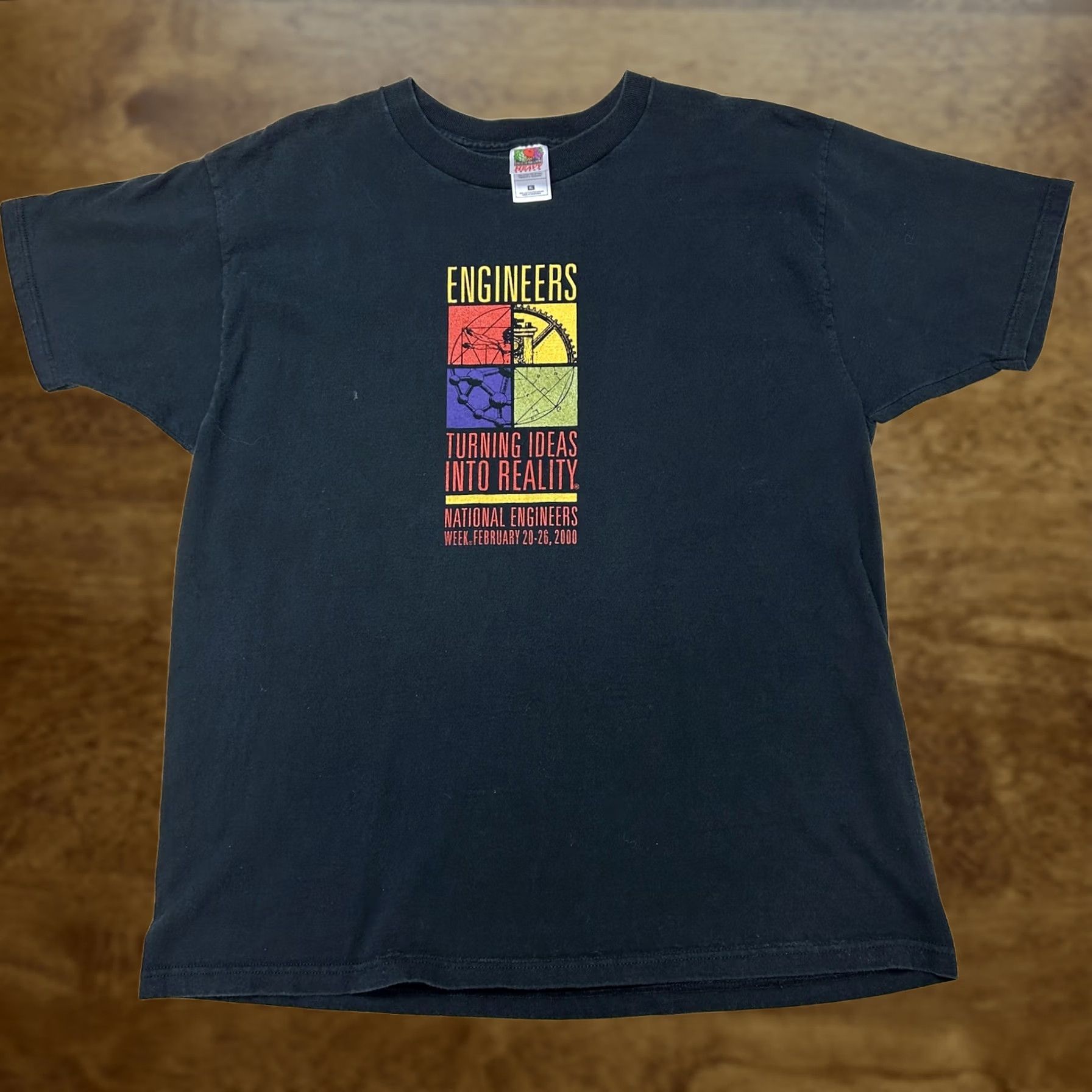 Fruit Of The Loom VINTAGE 2000 Engineers Week Carngie Shirt Mens XL Black Fruit Of The Loom Tee Size US XL / EU 56 / 4 - 1 Thumbnail