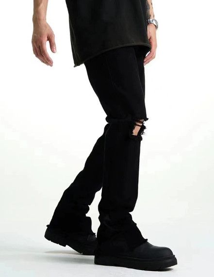 Jean Retro slim-fit straight leg black ripped jeans Size US 32 / EU 48 - 3 Thumbnail