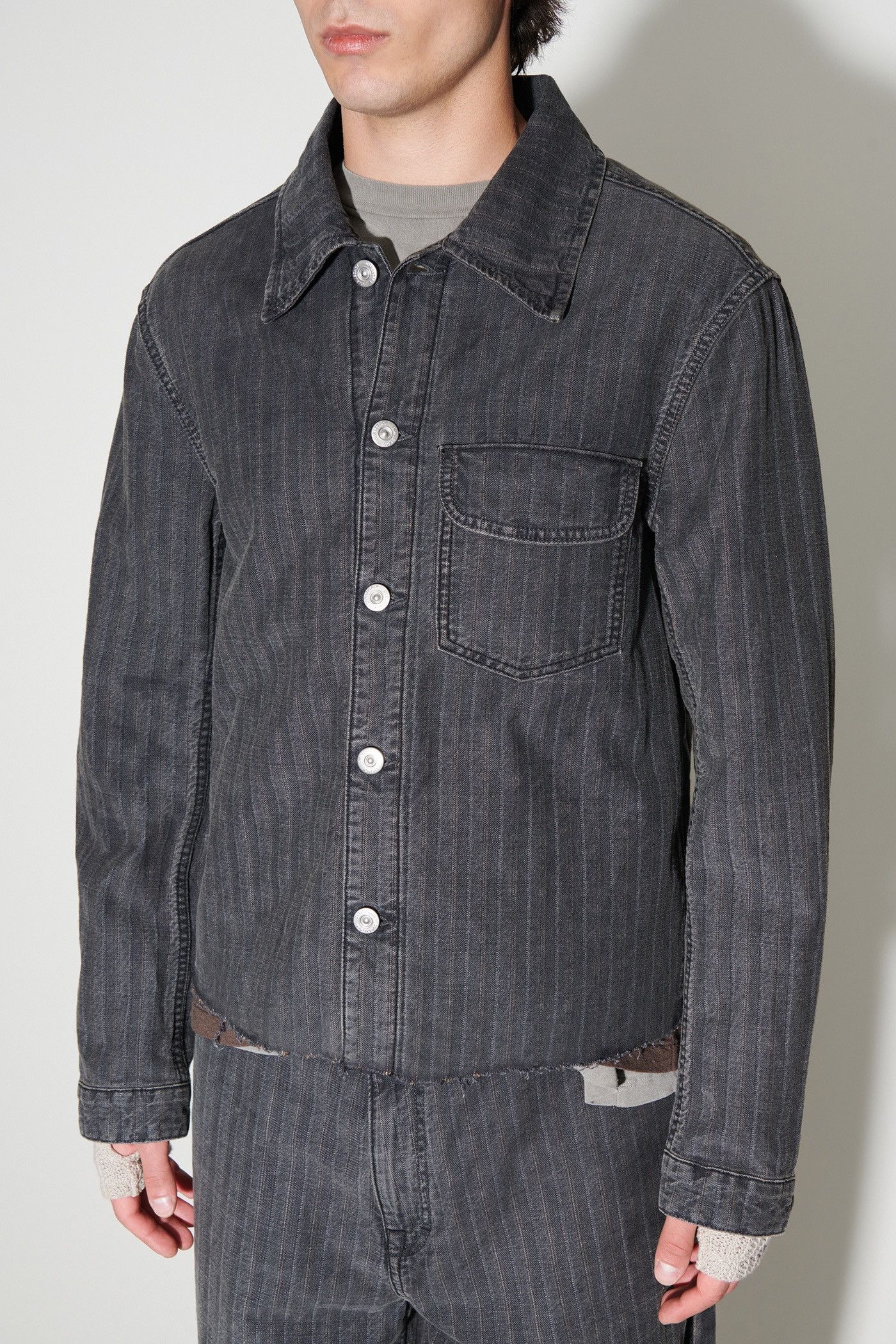 Our Legacy Cut Rebirth Jacket - Washed Grey Torino Stripe Size US M / EU 48-50 / 2 - 7 Thumbnail