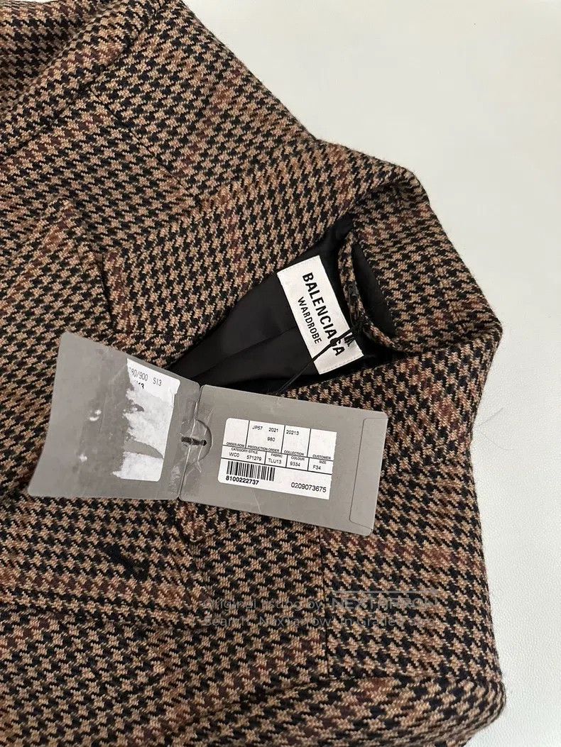 Balenciaga Balenciaga Classic Plaid Brown Hourglass Coat Size XXS / US 00 / IT 34 - 5 Thumbnail