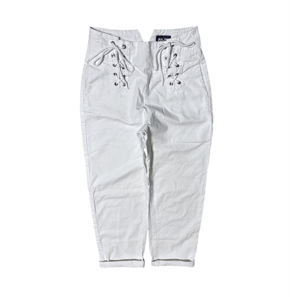 Jean Paul Gaultier Very Rare White Cotton High Waist Jeans Denim with Ropes Size 28" / US 6 / IT 42 - 1 Thumbnail