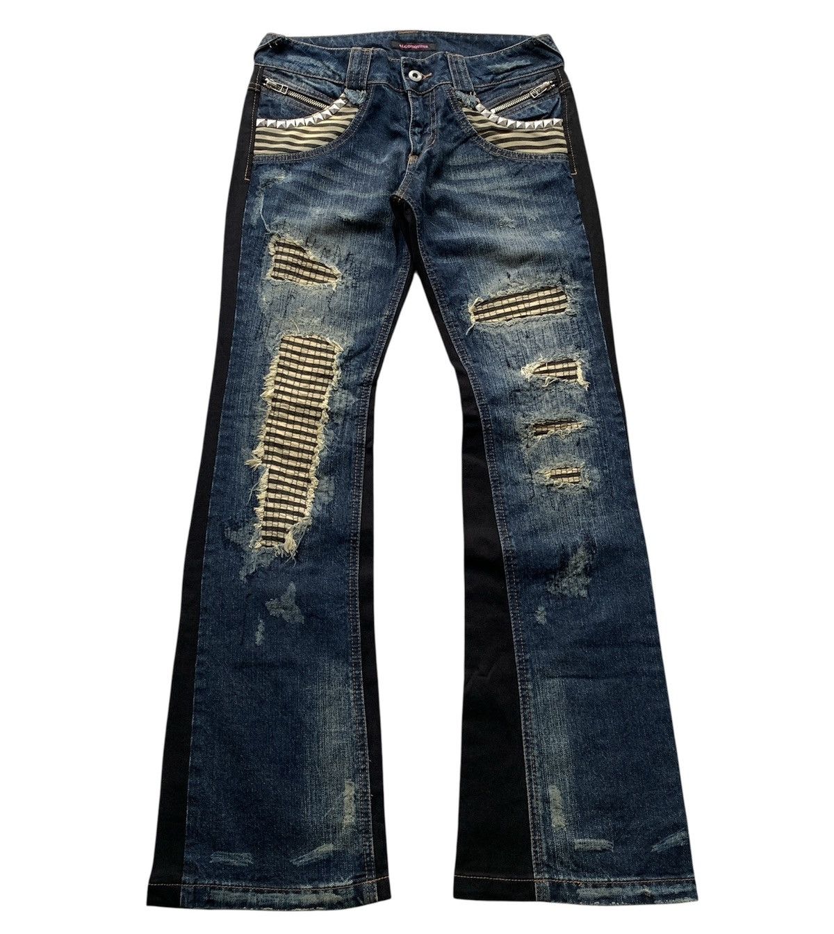 14th Addiction Algonquins Distressed Boro Ifsix LGB GOA Punk Flared Jeans Size US 29 - 1 Thumbnail
