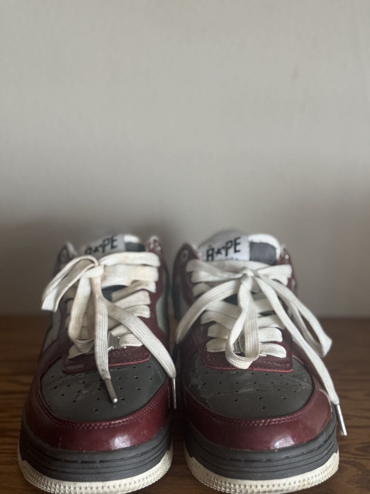Bape Bape Sta Nostalgic Burgundy Grey Size US 9.5 / EU 42-43 - 2 Thumbnail