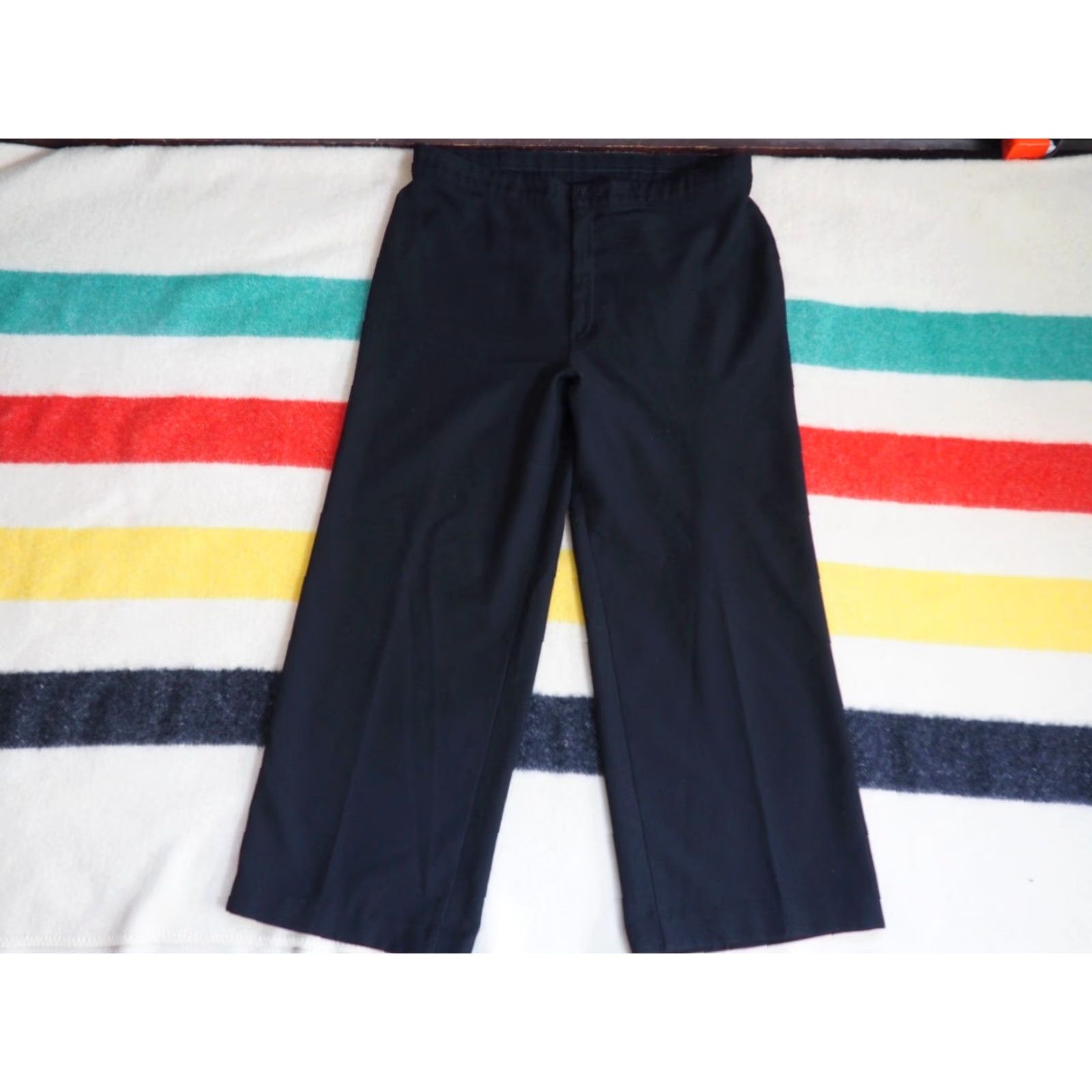 Levi's VTG Levis Gold Tab Black Poly Disco Pants 70s 38x29 Wide Leg Mens Slacks Retro Polyester Flat Front Straight Leg Medium/Regular Color Black Size US 38 / EU 54 - 2 Thumbnail