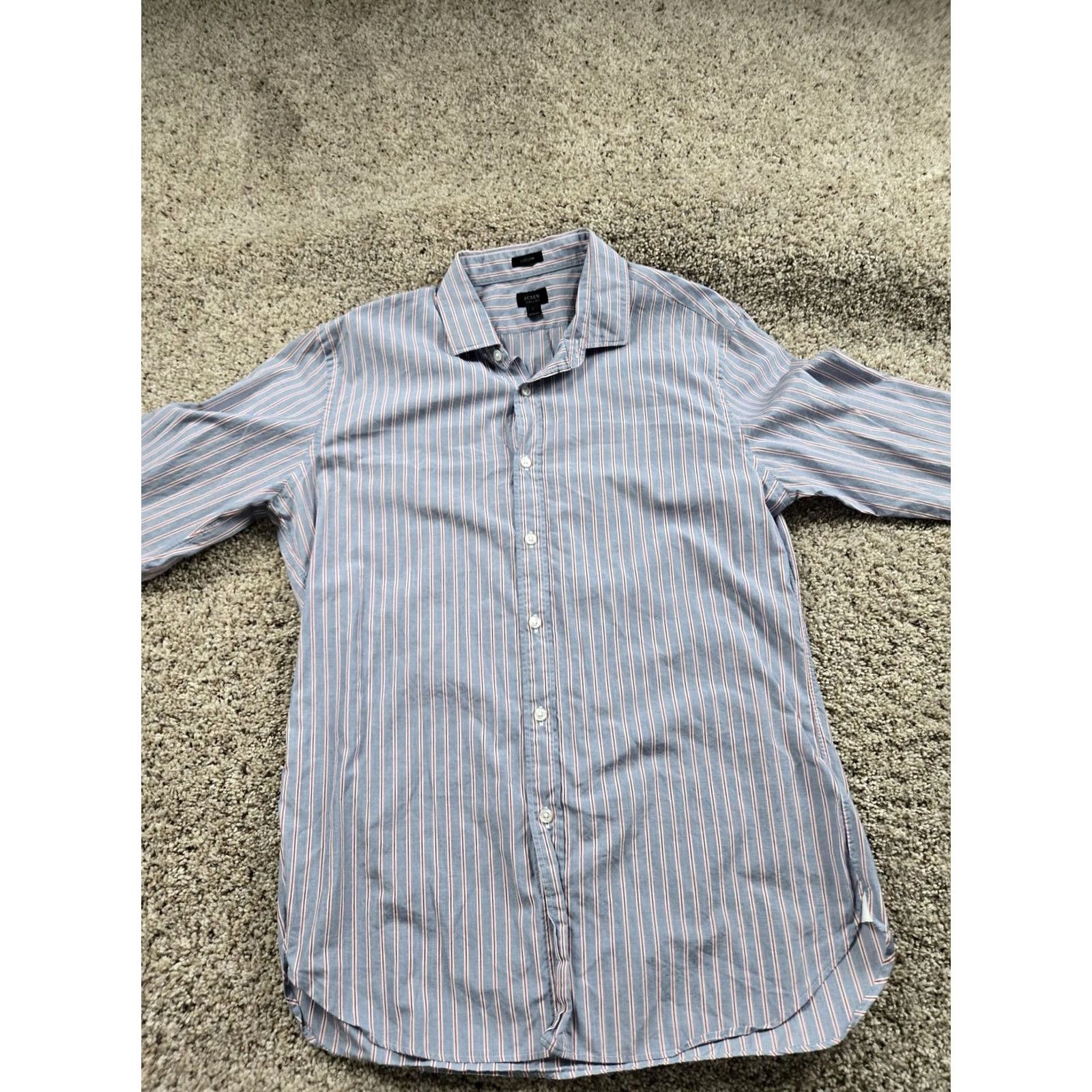 J.Crew J.Crew Ludlow Dress Shirt Mens Large Blue Striped Super 120s Long Sleeve Slim Regular Button-Up Shirt Size 42R - 3 Thumbnail
