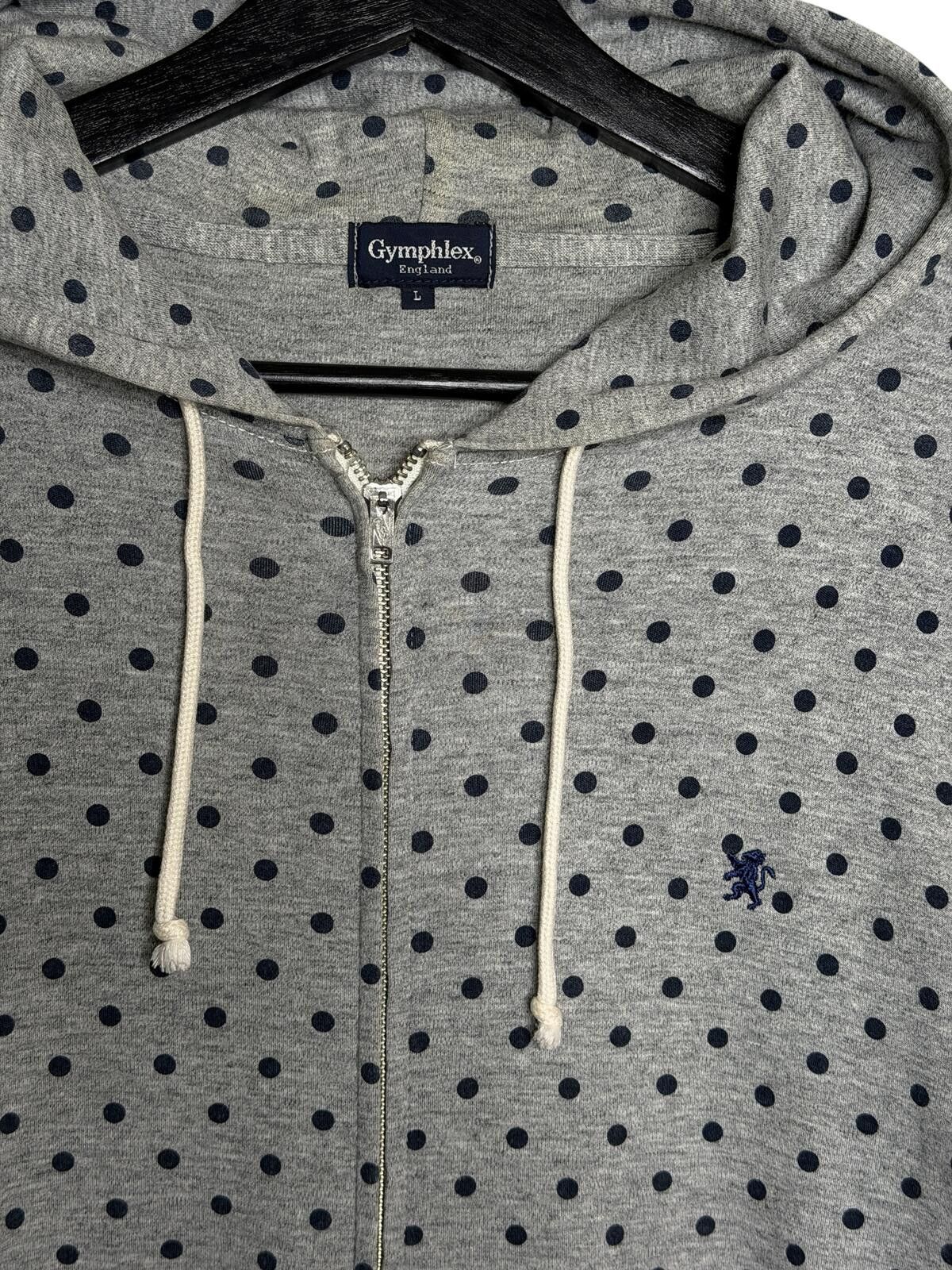 Japanese Brand Gymphlex Polka Dot Zip Hoodie Grey Navy L Japanese brand Size US S / EU 44-46 / 1 - 5 Thumbnail