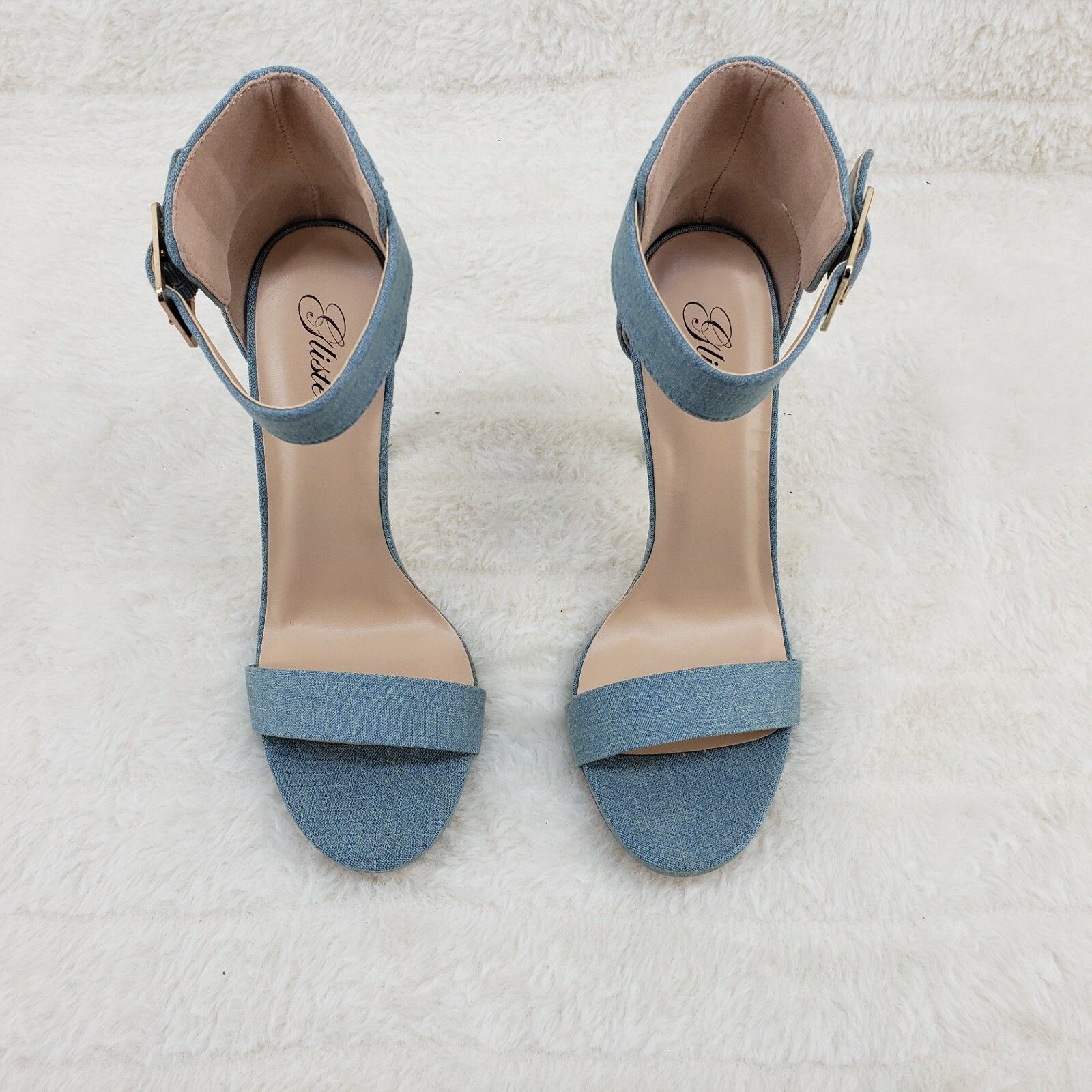 Other Sexy Light Blue Denim Ankle Strap 4.5" High Heel Shoes Heels Size US 6 / IT 36 - 4 Thumbnail