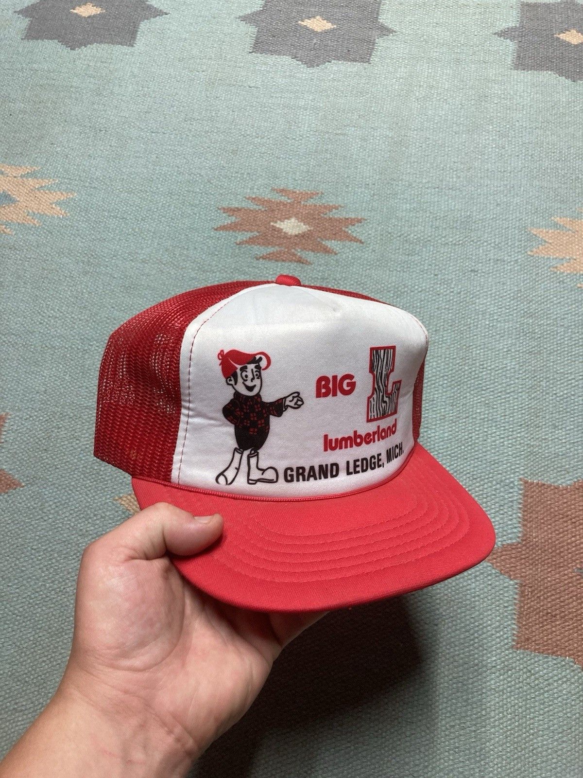 Vintage Vtg trucker hat Big L Lumber land grand ledge Michigan wood Size ONE SIZE - 1 Thumbnail