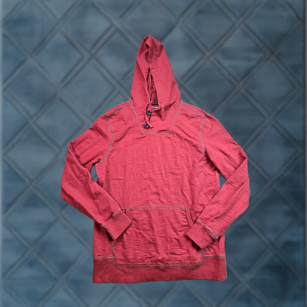 Banana Republic Banana Republic Hoodie Mens Medium Red Henley Pullover Sweatshirt Cotton Casual Knit Button Pullover Hooded Pockets All Seasons Size US M / EU 48-50 / 2 - 1 Thumbnail