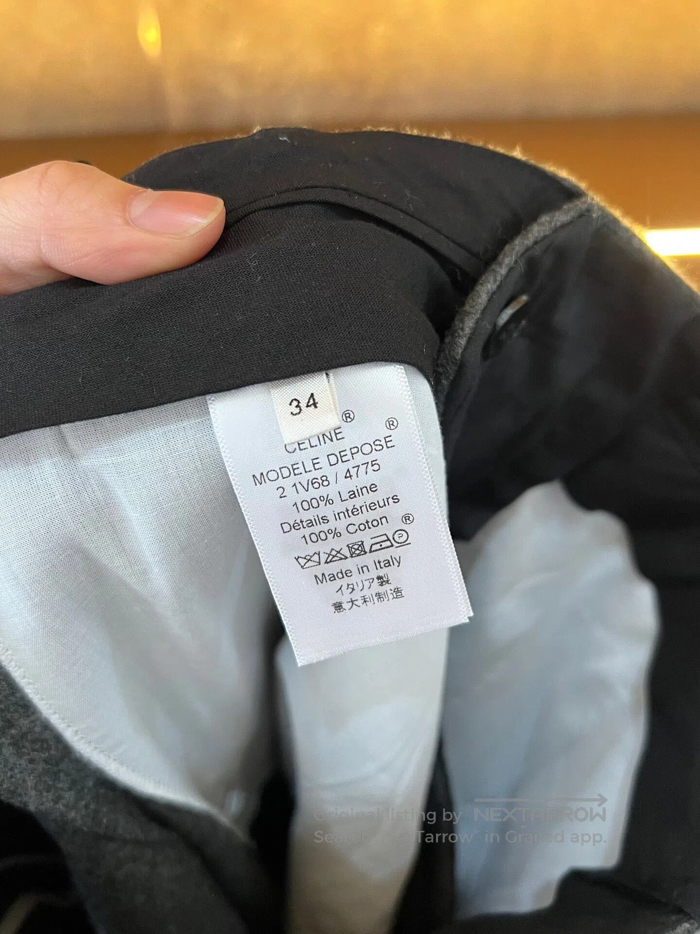 Celine CELINE High-Waist Wool Trousers| Size 33" - 4 Thumbnail