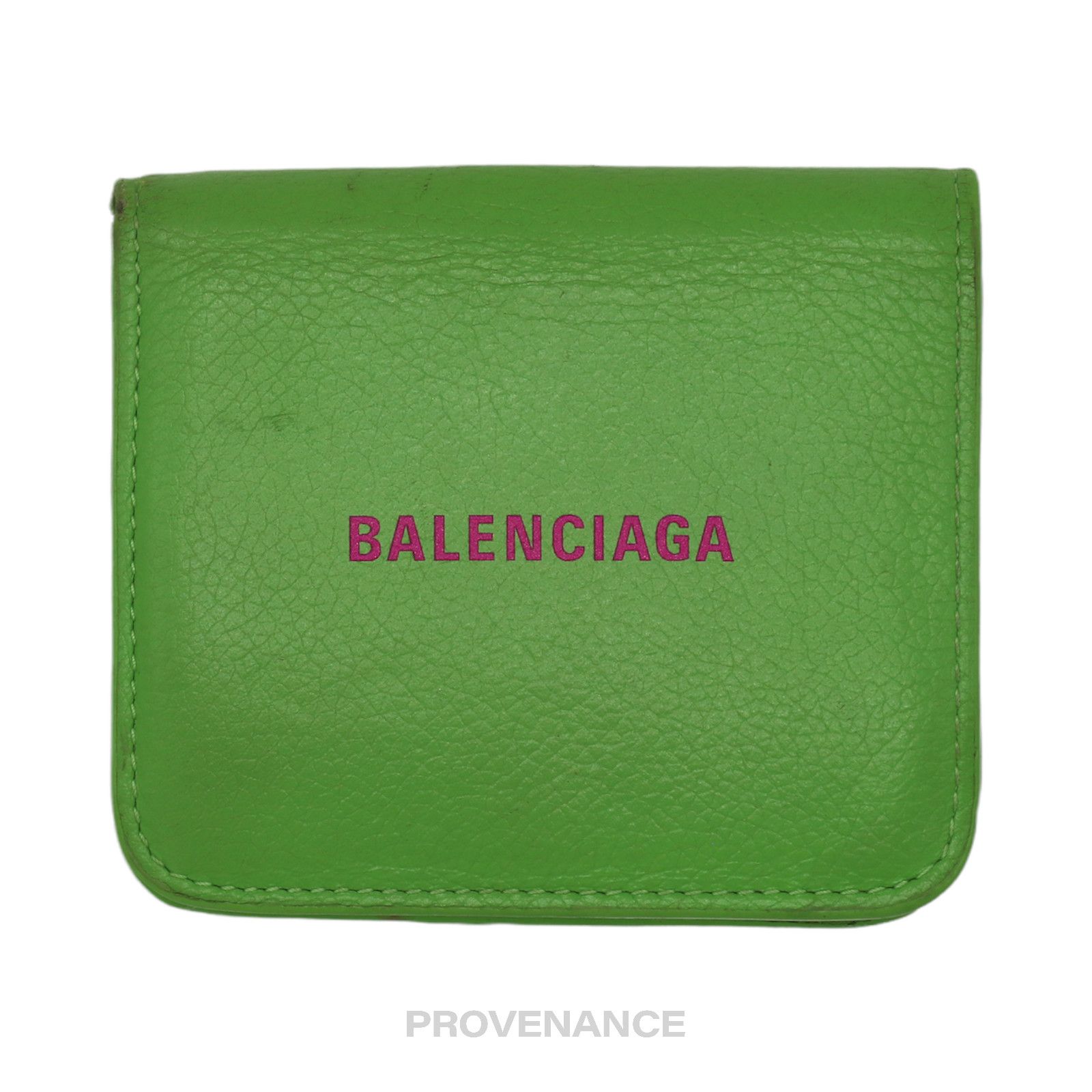 Balenciaga 🔴 Balenciaga Logo Print Bifold Wallet - Green Leather Size ONE SIZE - 2 Thumbnail