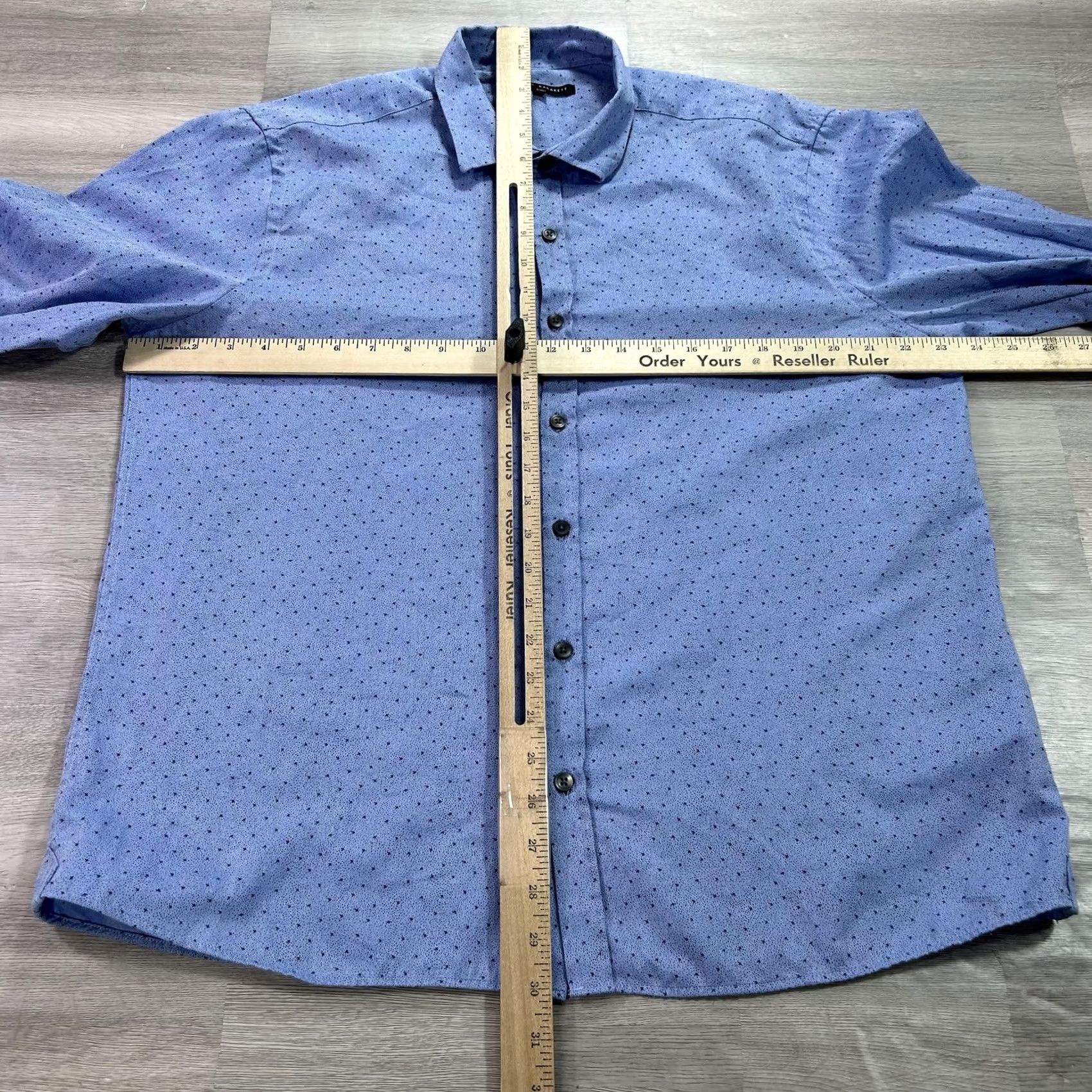 Vintage Robert Barakett Shirt Mens XL Blue Herringbone Twill Long Sleeve Button Up Size US XL / EU 56 / 4 - 5 Thumbnail