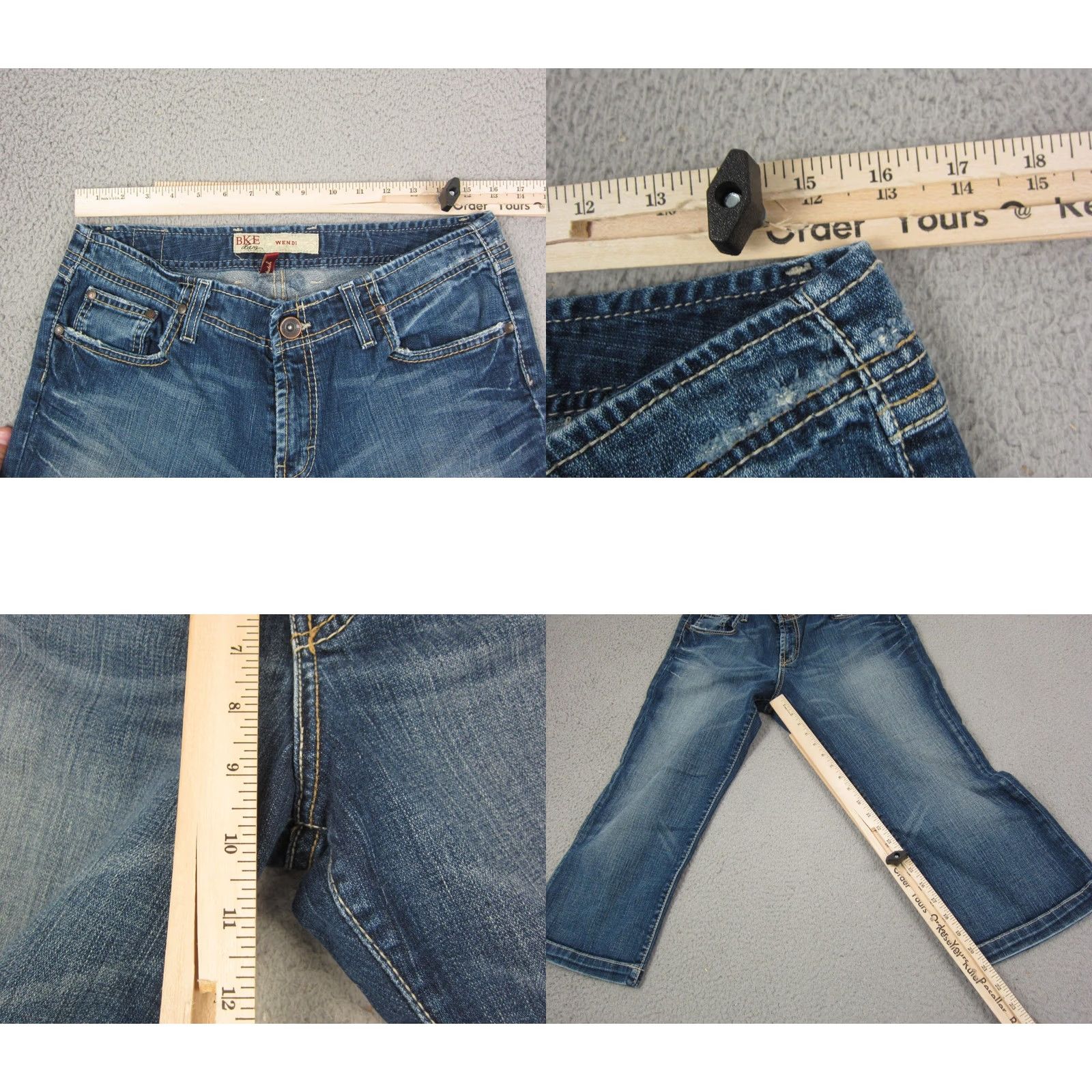 Vintage Buckle BKE Jeans Womens 31 x 21 Blue Denim Capri Cropped Wendi Stretch Bootcut Jeans Size 24" / US 00 / IT 34 - 8 Thumbnail