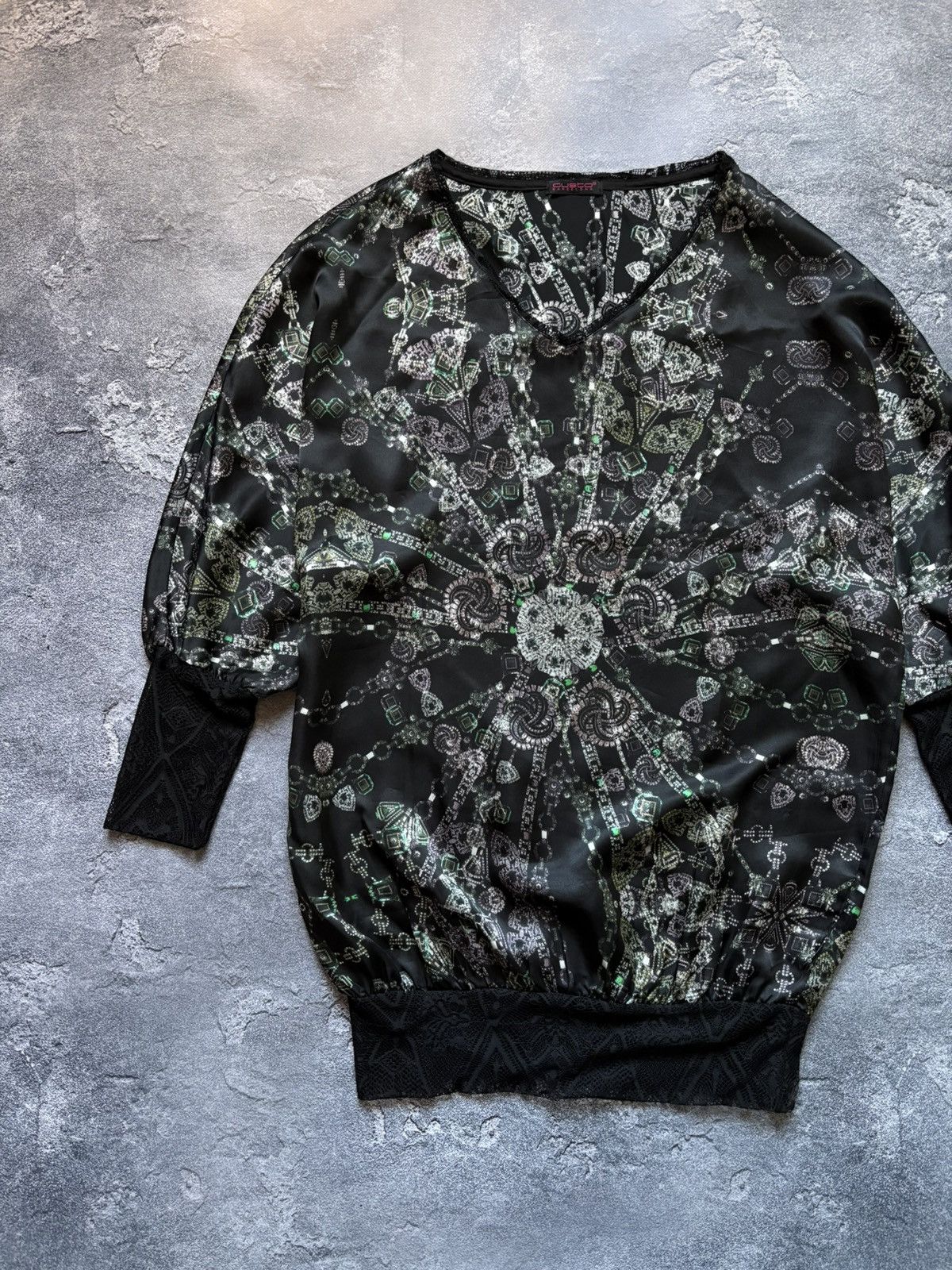 Custo Barcelona Custo Barcelona Luxury Y2K Graphic Jewel Print Silk Blouse Size S / US 4 / IT 40 - 2 Thumbnail