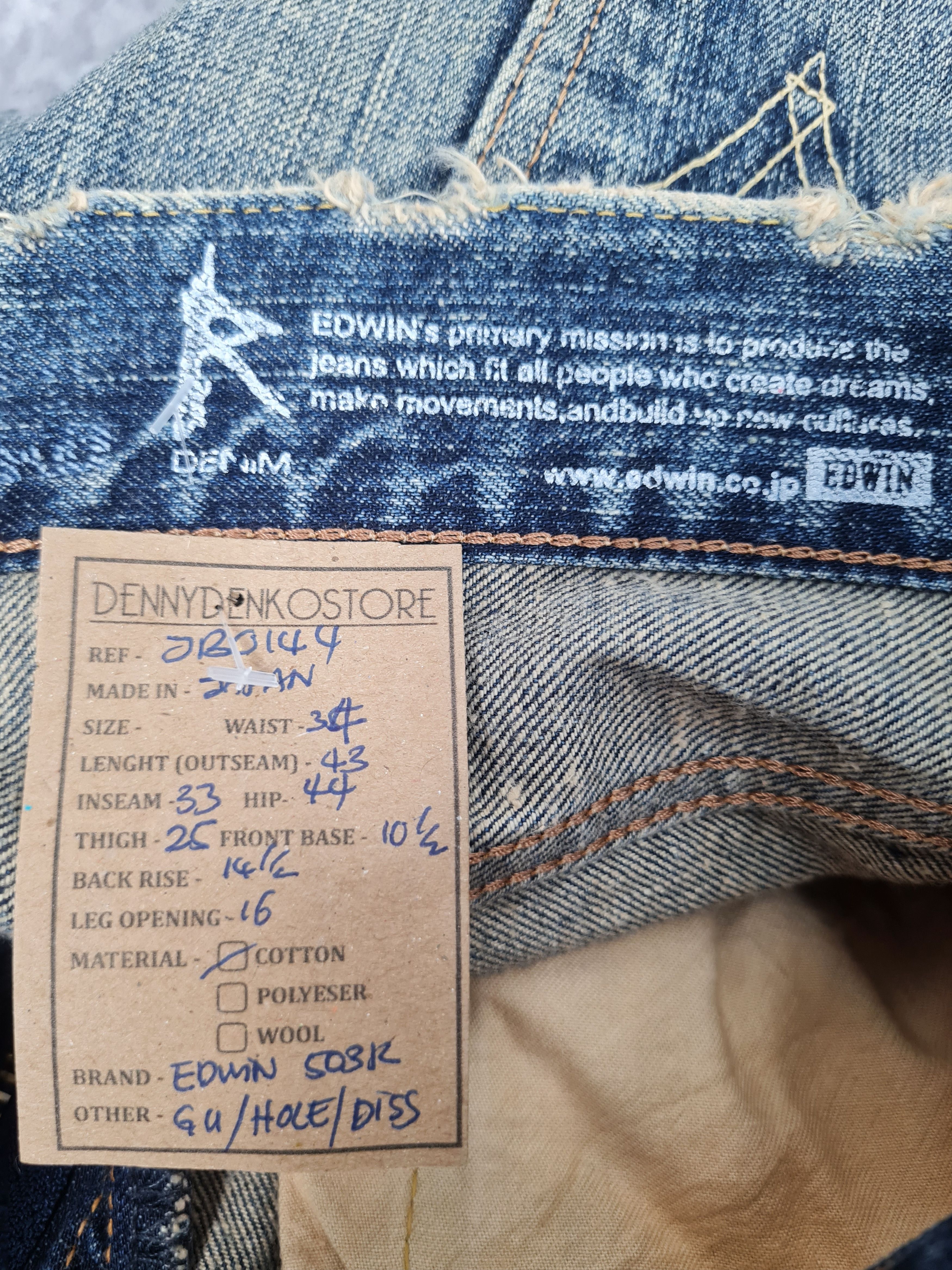 Edwin Vtg EDWIN 503R Faded Distressed Jeans Size 34x33 JB0144 Size US 34 / EU 50 - 12 Thumbnail
