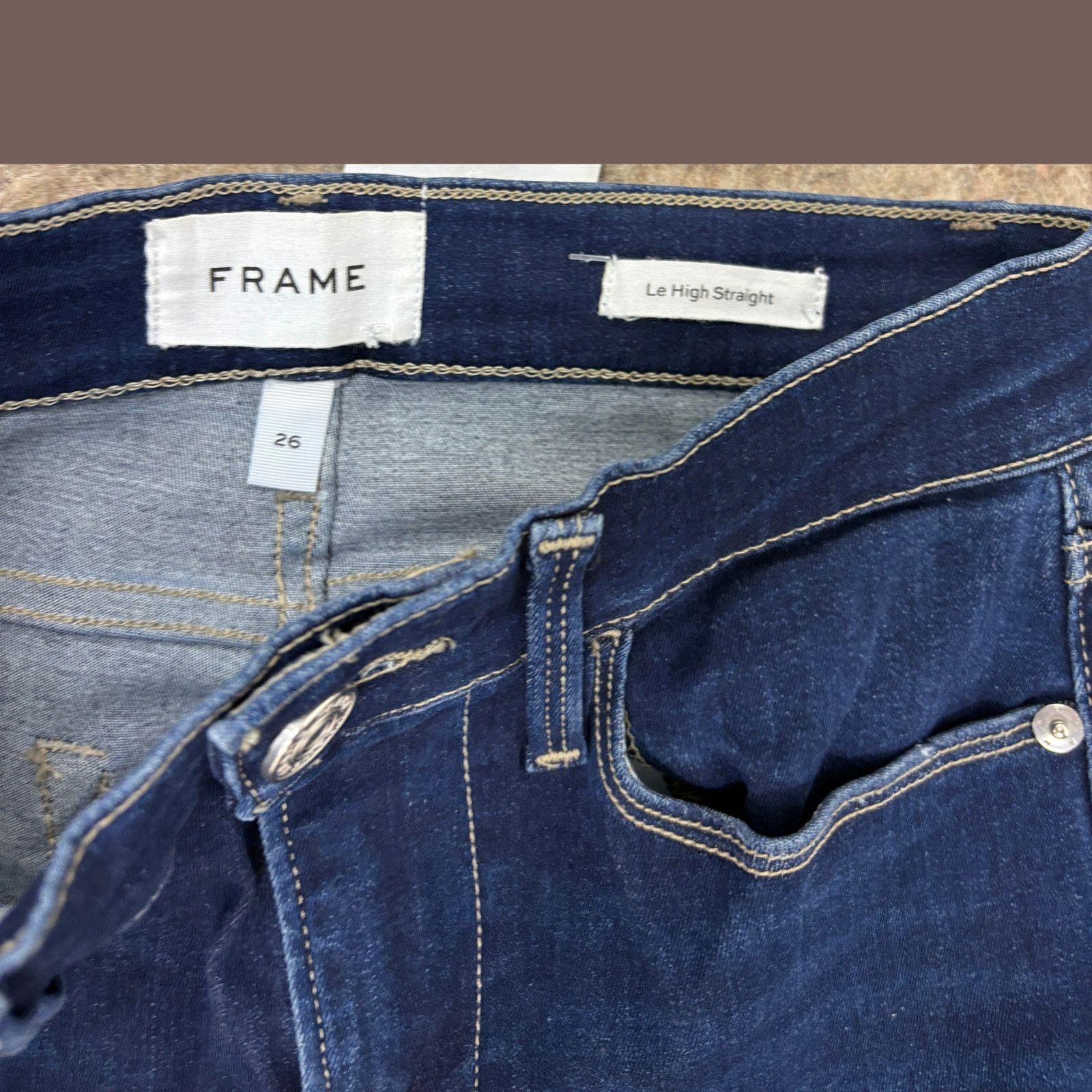 Frame FRAME Le High Straight | Dark Wash Raw Hem | Minimal Denim Size 25" / US 0 / IT 36 - 2 Thumbnail