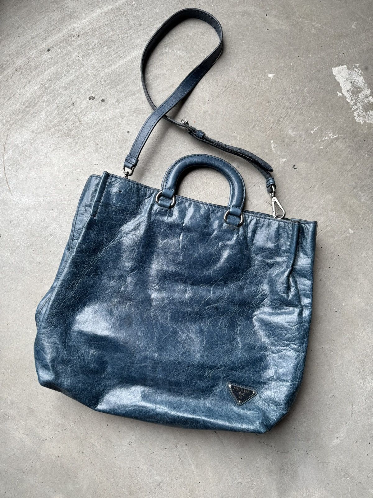 Prada PRADA Vitello Shine Tote Denim Size ONE SIZE - 3 Thumbnail