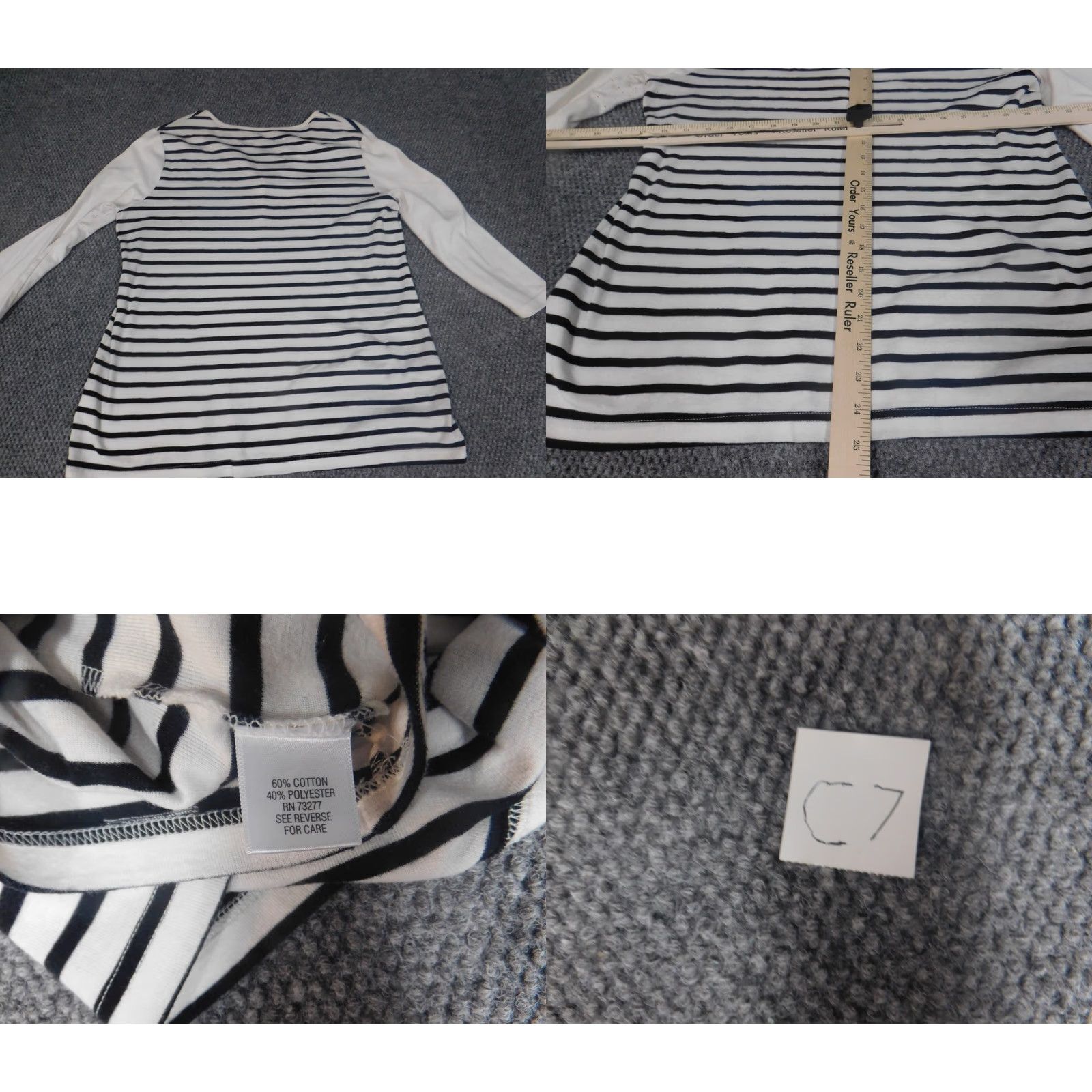 Croft & Barrow Croft & Barrow Womens Shirt XL White Crew Neck Pullover Cotton Polyester Rayon Striped Casual Size XL / US 12-14 / IT 48-50 - 9 Thumbnail