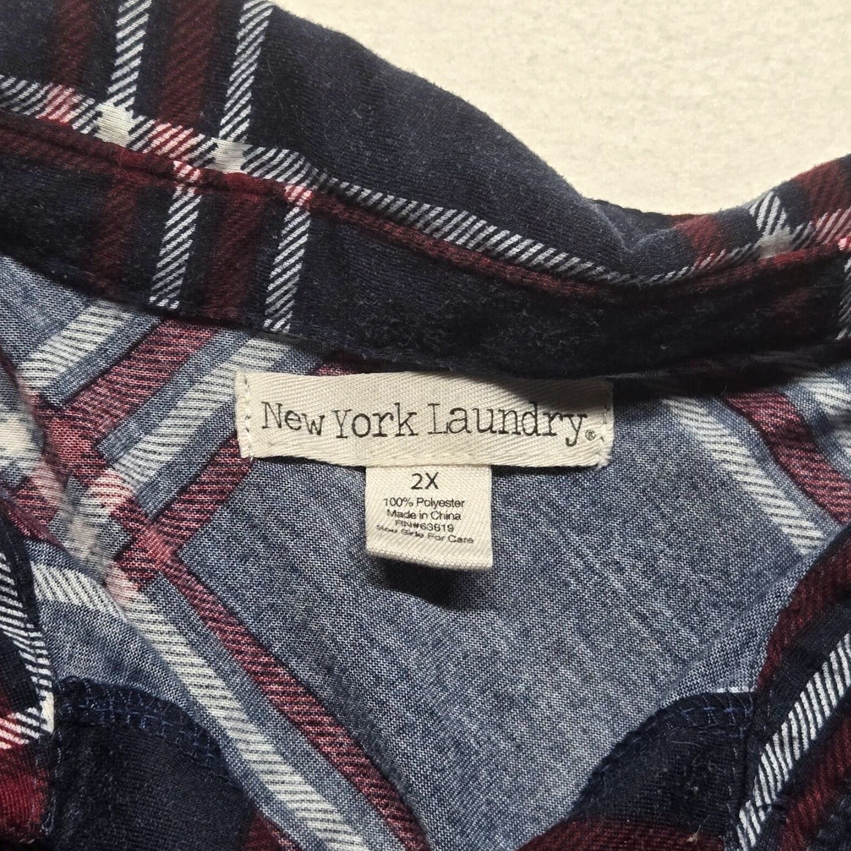 Vintage VINTAGE New York Laundry Shirt Plaid Button-Up Womens 2XL Navy Blue (Adult) - Plus Size, Blue, 2X, Womens Size XXL / US 16-18 / IT 52-54 - 3 Thumbnail