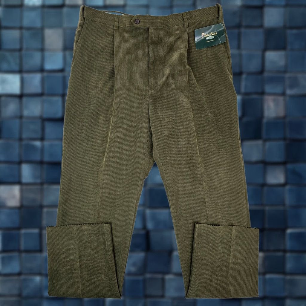 Vintage Palm Beach Reflex Pants Dress Unhemmed Raw Pleated Corduroy Olive Green 40x37 Men Straight Pocket Wool Cotton Size US 40 / EU 56 - 1 Thumbnail