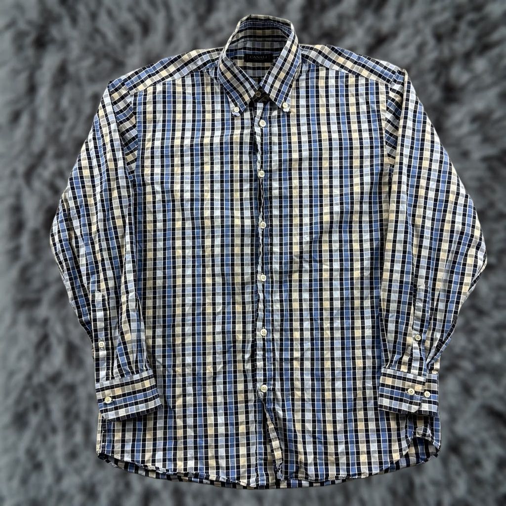 Canali Canali Shirt Men Medium Blue Check Button Down Long Sleeve Casual Preppy Outdoor Size US M / EU 48-50 / 2 - 1 Thumbnail